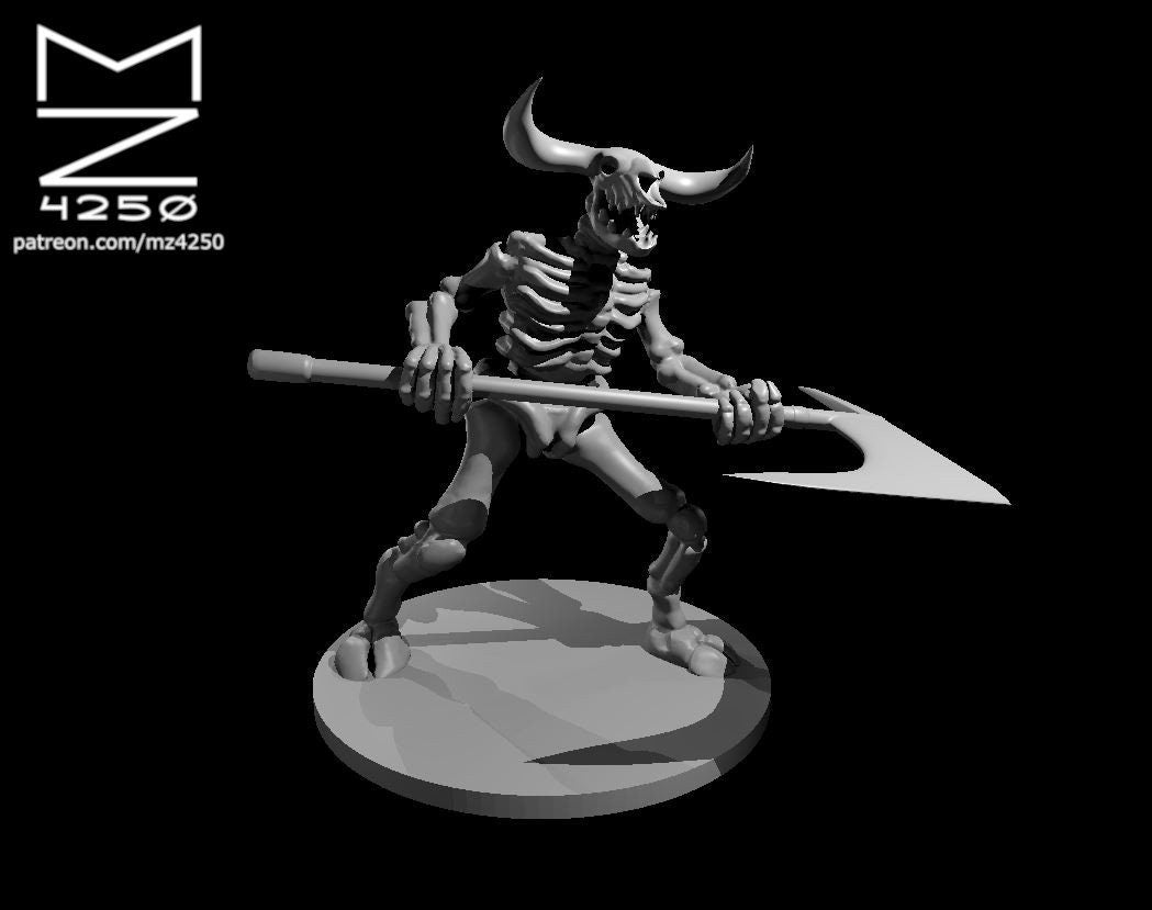 Skeleton Minotaur | MZ4250 | Miniatures | 28mm Scale | Resin Printed Tabletop RPG Figures | DND | 5E