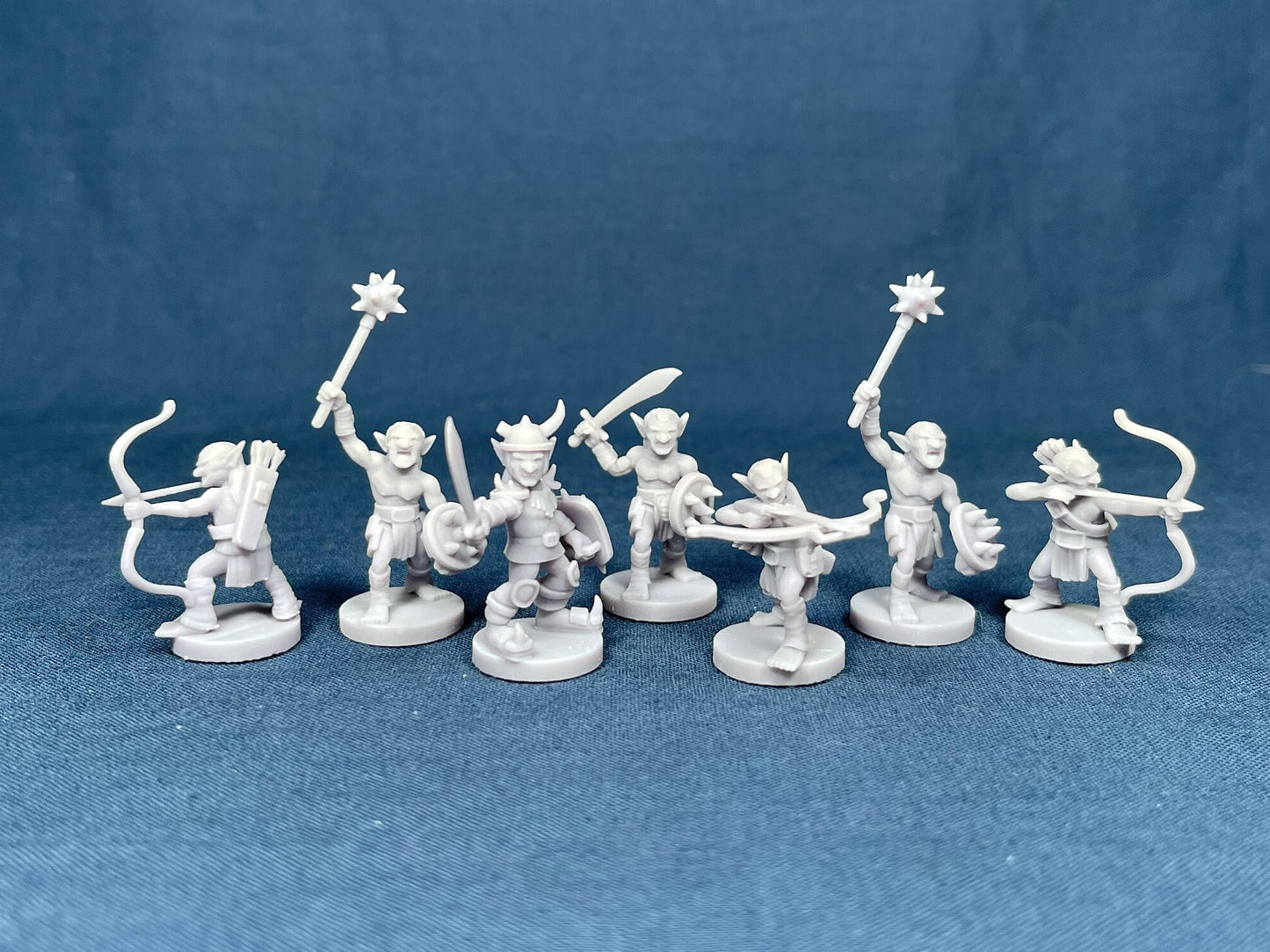 Goblin Set (7 Minis) | MZ4250 | 28mm | Soldier | Warrior | Archer | Chief | Resin | Tabletop | Miniatures | TTRPG | DND | 5E