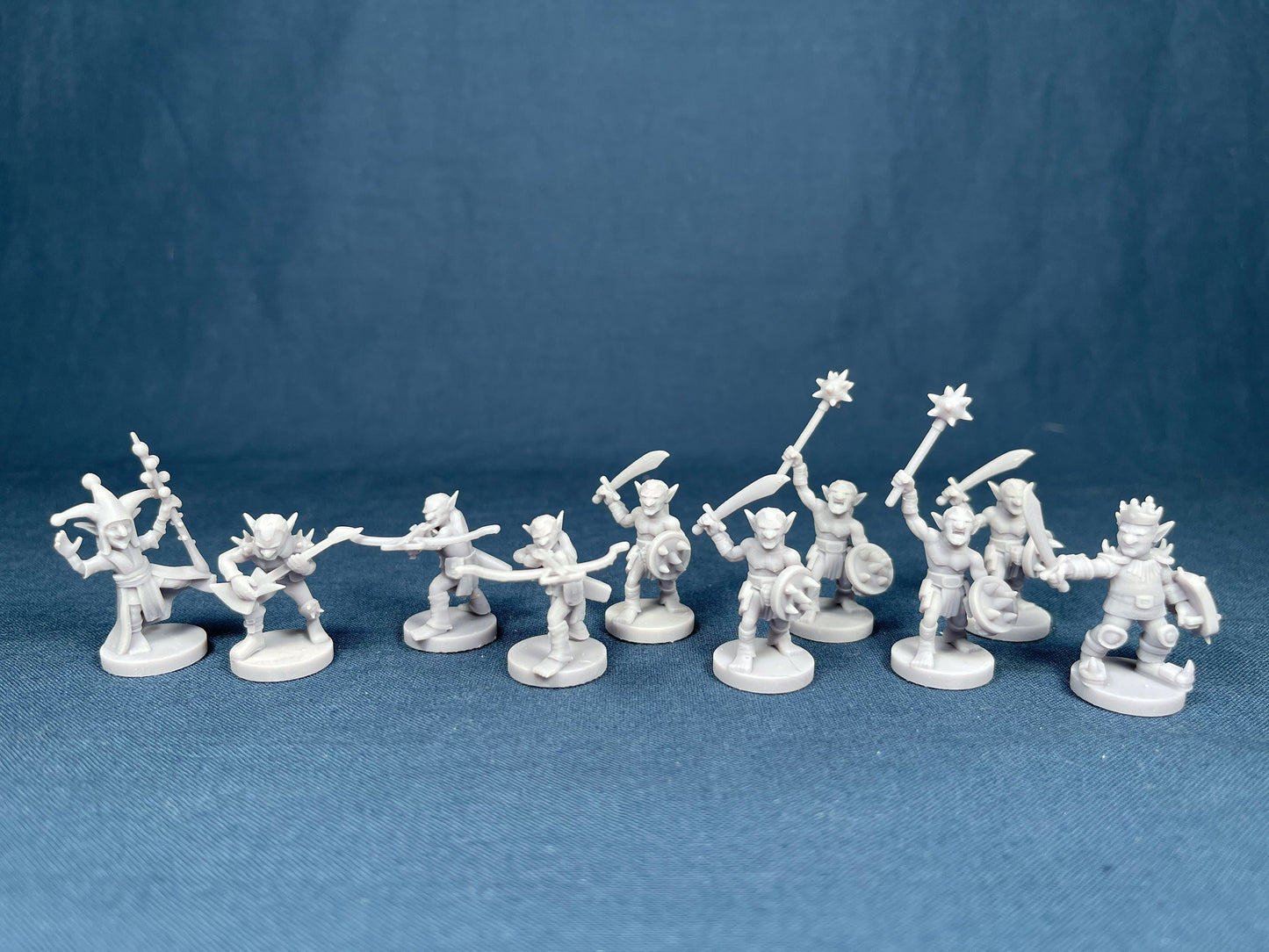 Goblin King Set (10 Minis) | MZ4250 | 28mm | Soldier | Archer | Jester | Resin | Tabletop | Miniatures | TTRPG | DND | 5E