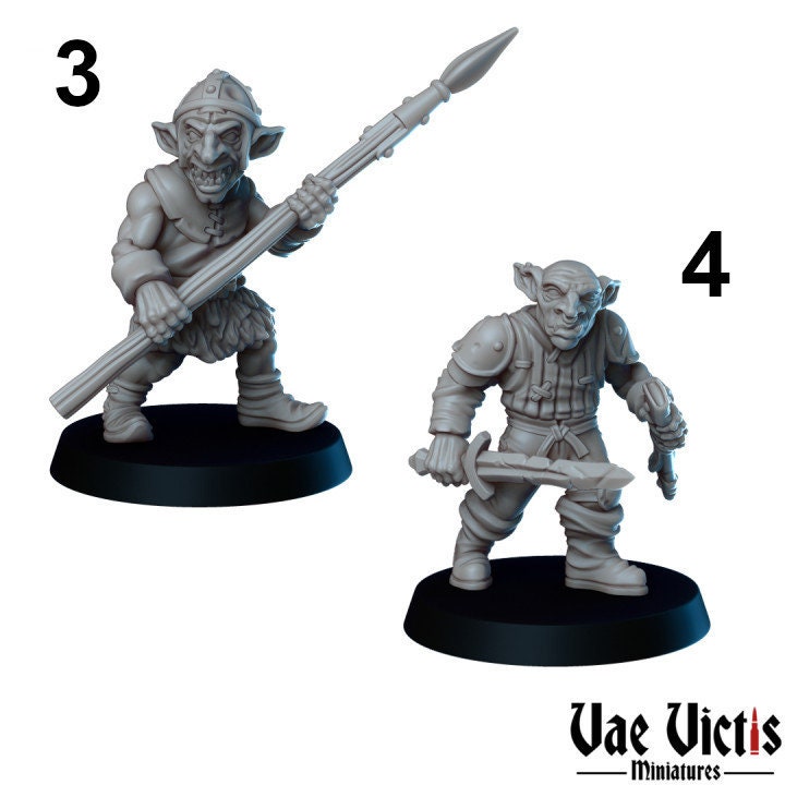 Goblin Soldier Set (6 Minis) | Vae Victis Miniatures | Archer | Spear | Resin | Tabletop | Miniatures | TTRPG | DND | 5E