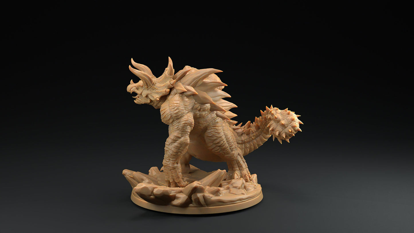 Tricerahulk | Dragon Trappers Lodge | Mini | One Page Rules | 32mm | Resin | Tabletop | Miniatures | TTRPG | DND | 5E | OPR | Dinosaur