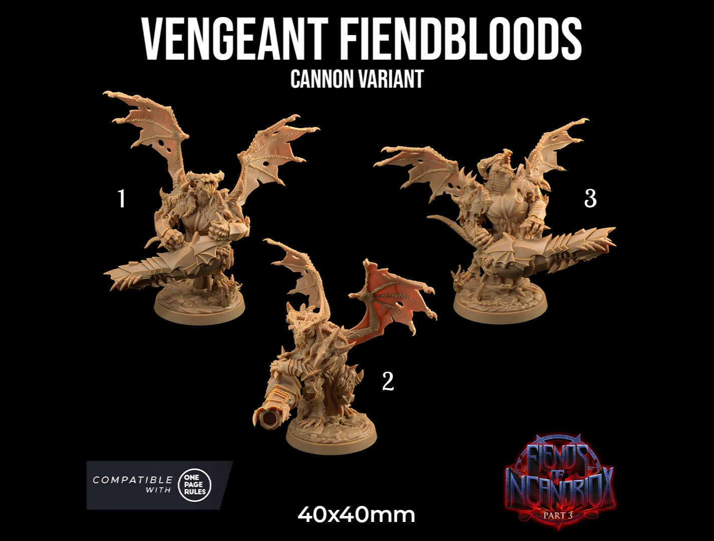 Vengeant Fiendbloods | Dragon Trappers Lodge | Fiends of Incandriox | 32mm | Resin | Tabletop | Miniatures | TTRPG | DND | 5E | OPR