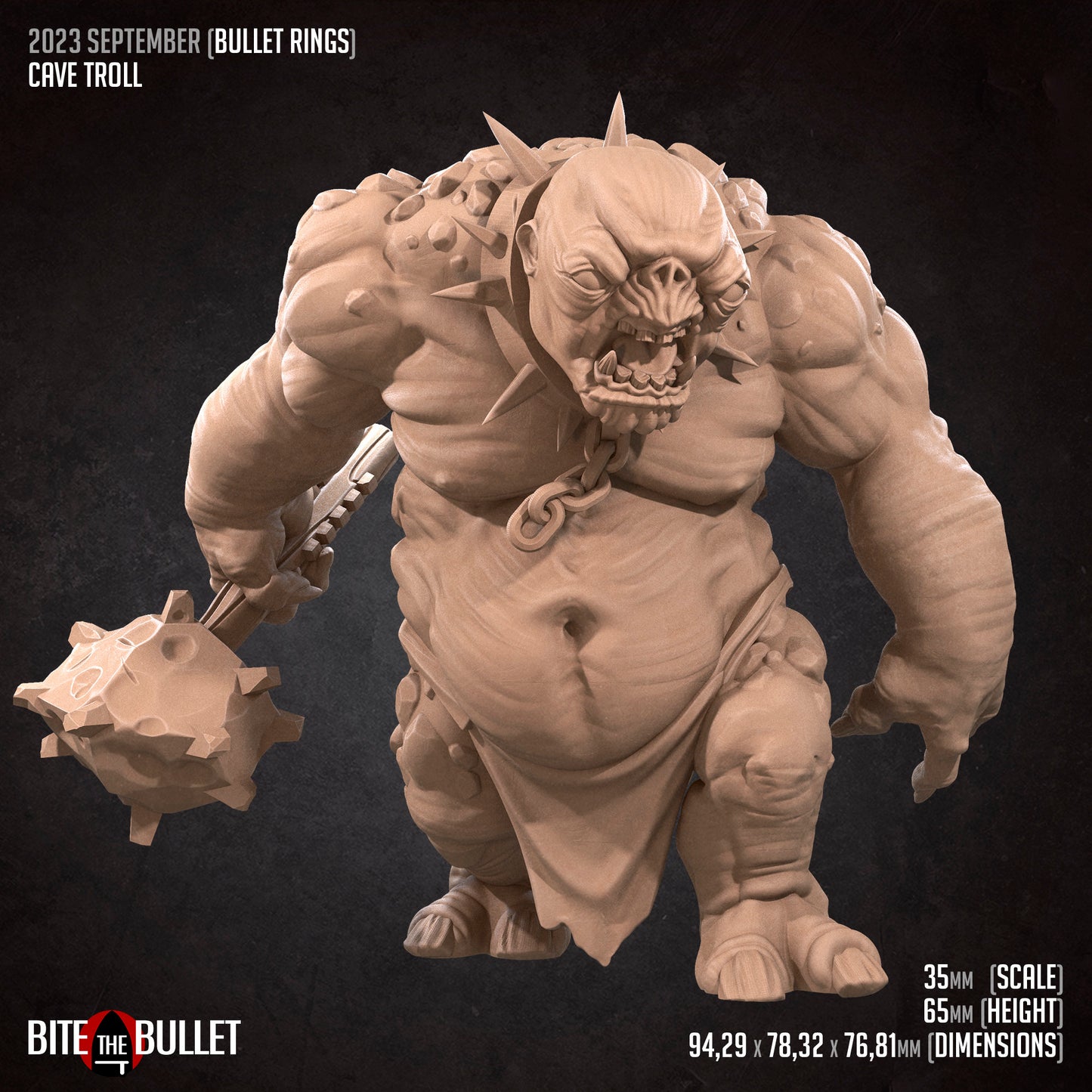 Cave Troll | Bite The Bullet | 35mm Scale | Resin Printed Tabletop RPG Miniature Figures | DND | 5E