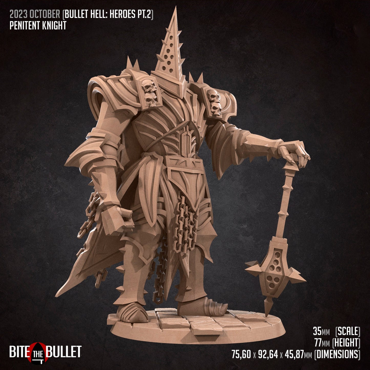 Penitent Knight | Bite The Bullet | 35mm Scale | Resin Printed Tabletop RPG Miniature Figures | DND | 5E