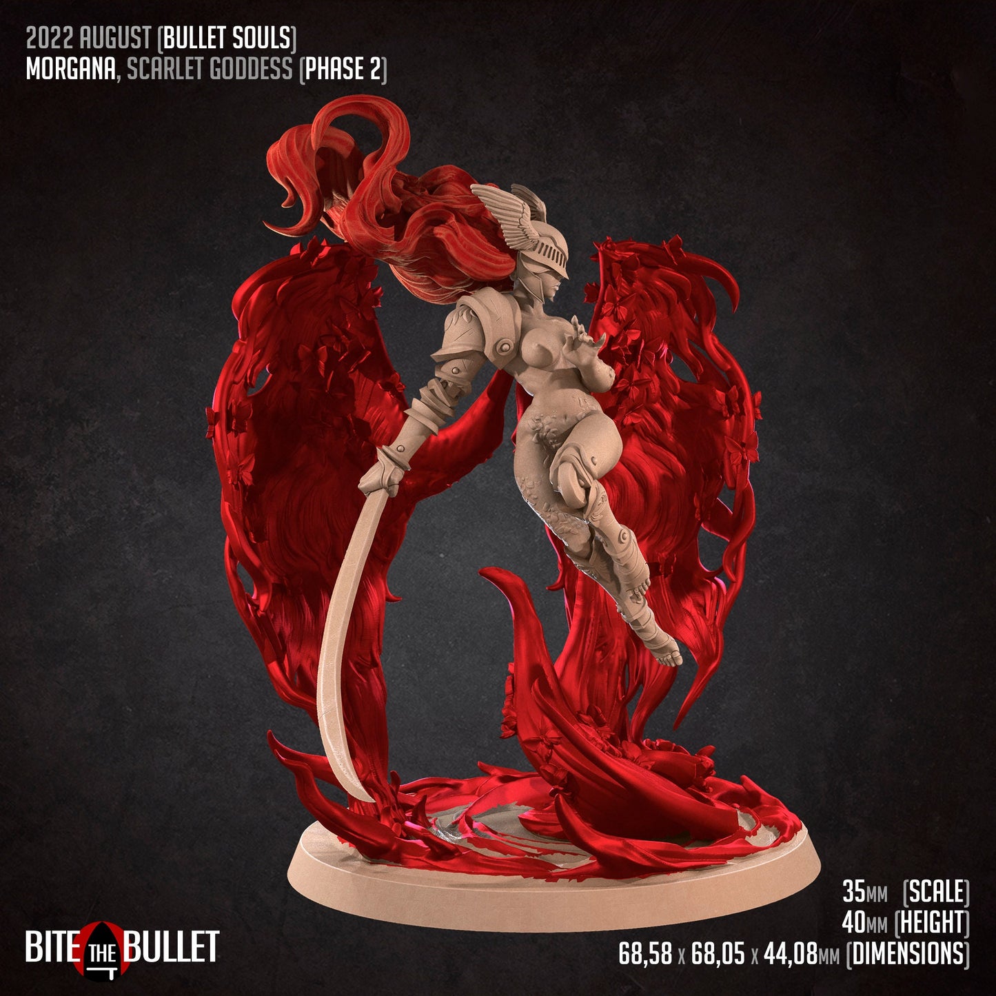 Morgana, Scarlet Goddess (Phase Two) | Bite The Bullet | 35mm Scale | Resin Printed Tabletop RPG Miniature Figures | DND | 5E