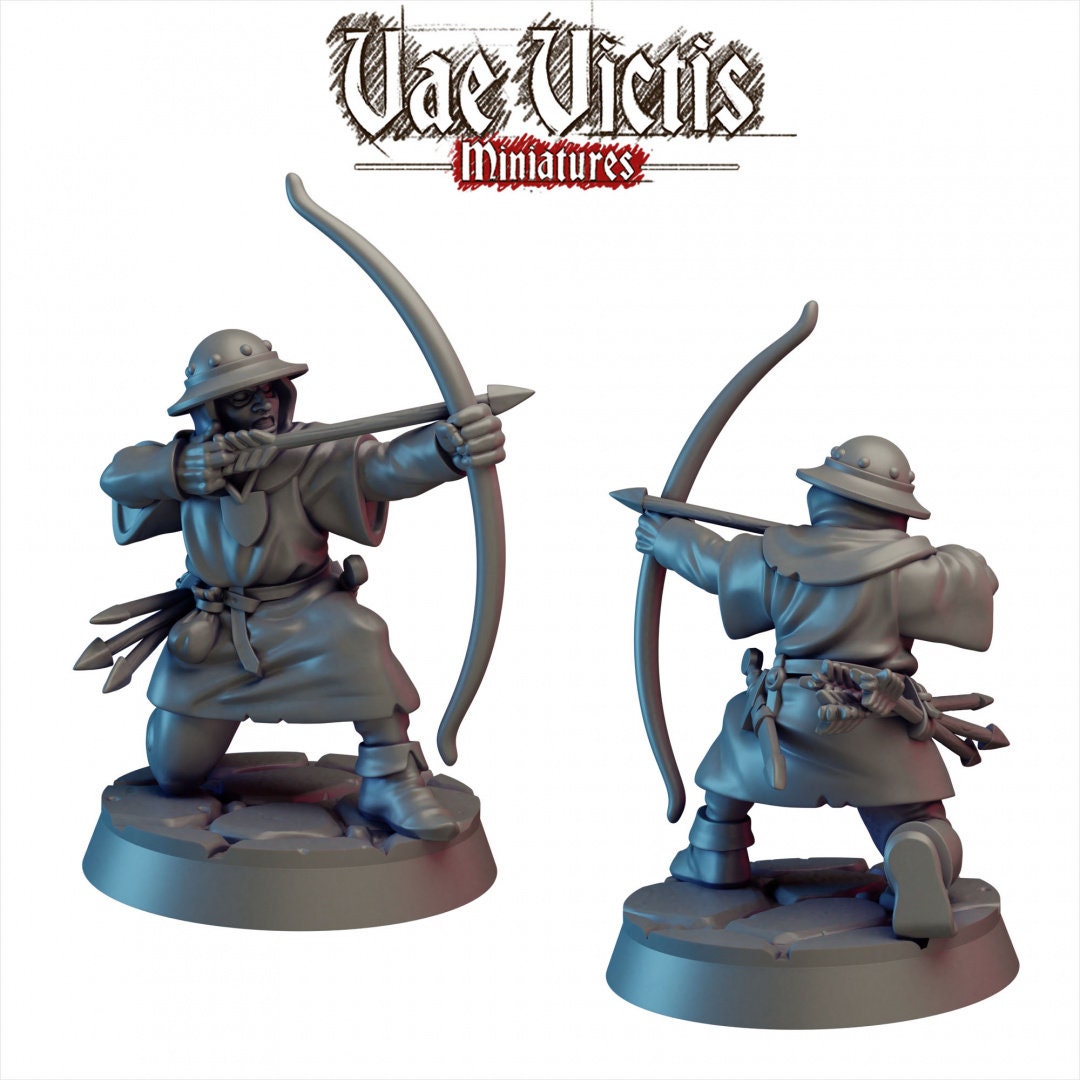 Bowman Set (5 Minis) | Vae Victis Miniatures | 32mm Scale | Resin Printed Tabletop RPG Figures | Unleash The Archers | DND | 5E