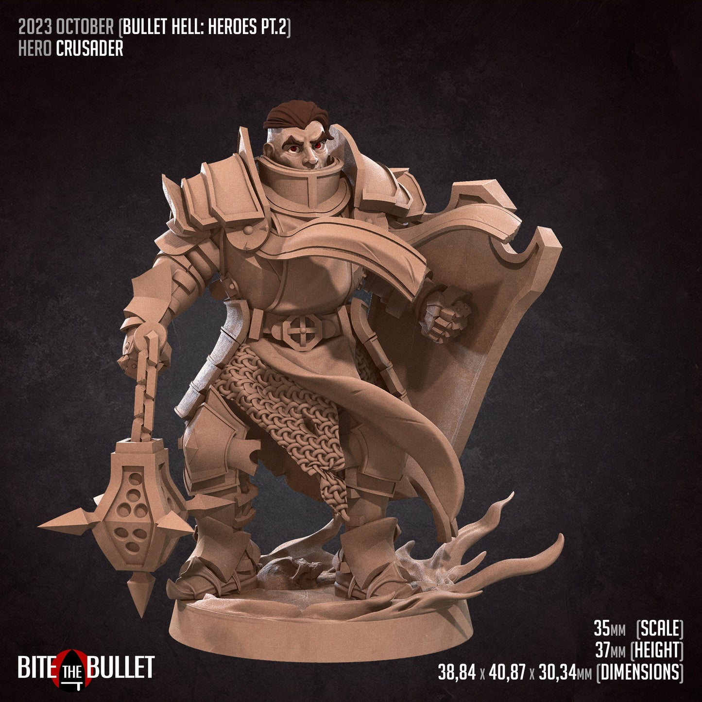 Hero Crusader | Bite The Bullet | 35mm Scale | Resin Printed Tabletop RPG Miniature Figures | DND | 5E