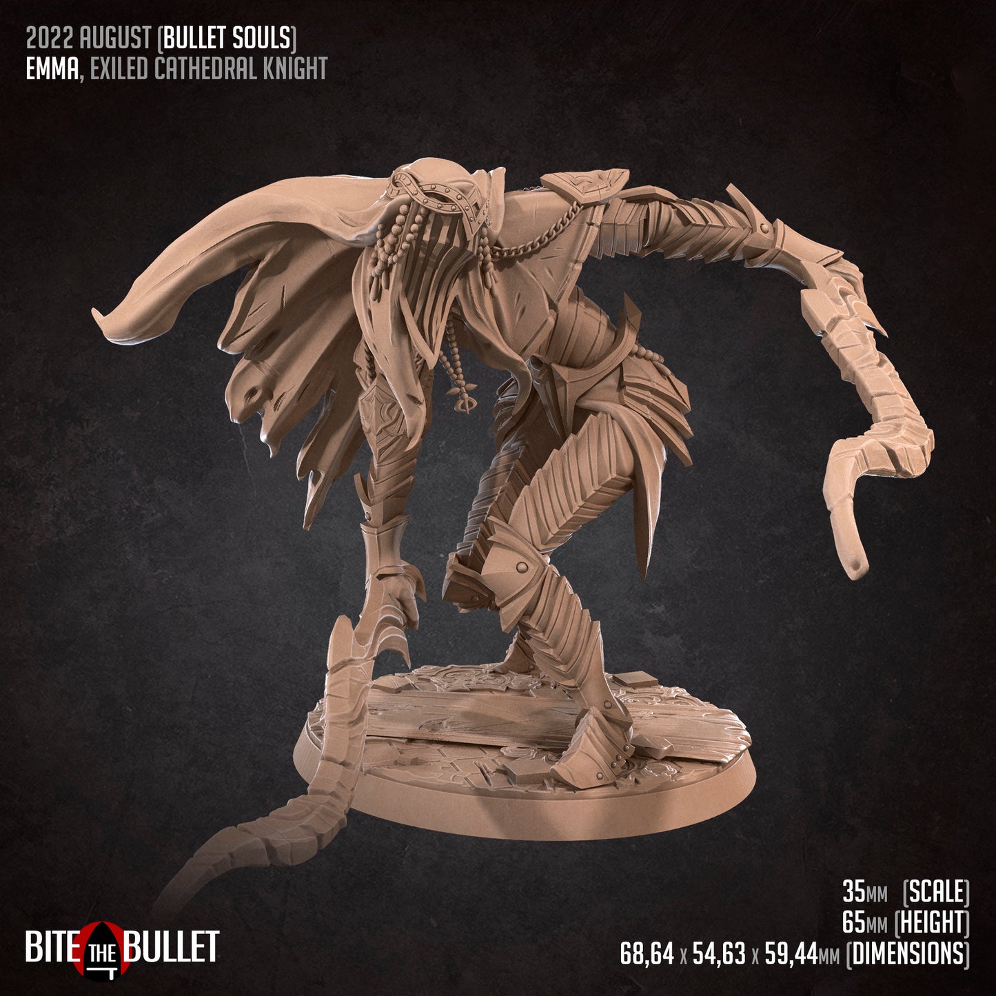 Emma, Exiled Cathedral Knight | Bite The Bullet | 35mm Scale | Resin Printed Tabletop RPG Miniature Figures | DND | 5E
