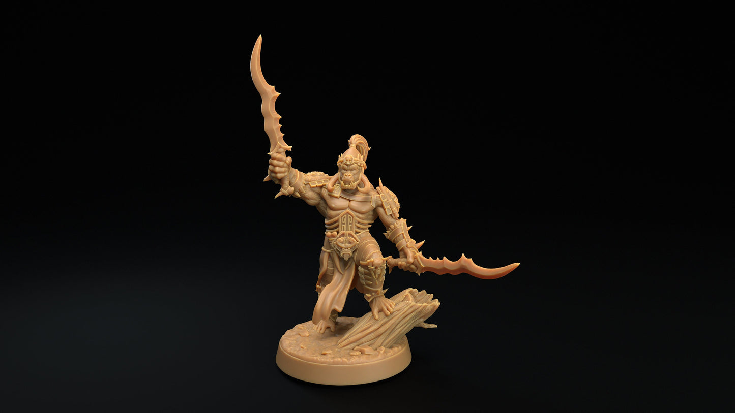 Gor'kul Silverback Hero | Dragon Trappers Lodge | The Simiax Legions | 32mm Scale Resin Printed Tabletop RPG Figures For DND 5E and OPR