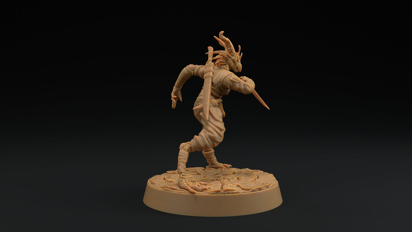 Nyxia Shadowblade | Dragon Trappers Lodge | Draconic Hero | Rogue Dragonborn | 32mm Scale Resin Printed Tabletop RPG Figure For DND 5E