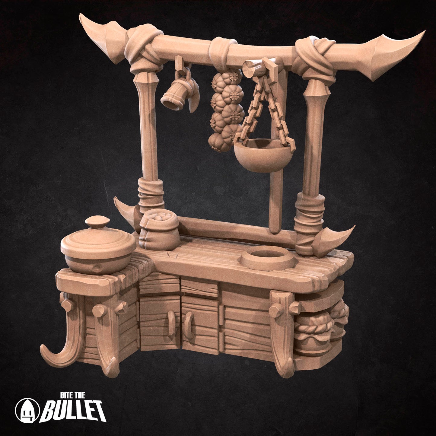Kitchen Set | Bite The Bullet | Bullet Town Fishing Village | 35mm Scale Resin Printed Tabletop RPG Miniature Figures For DND 5E