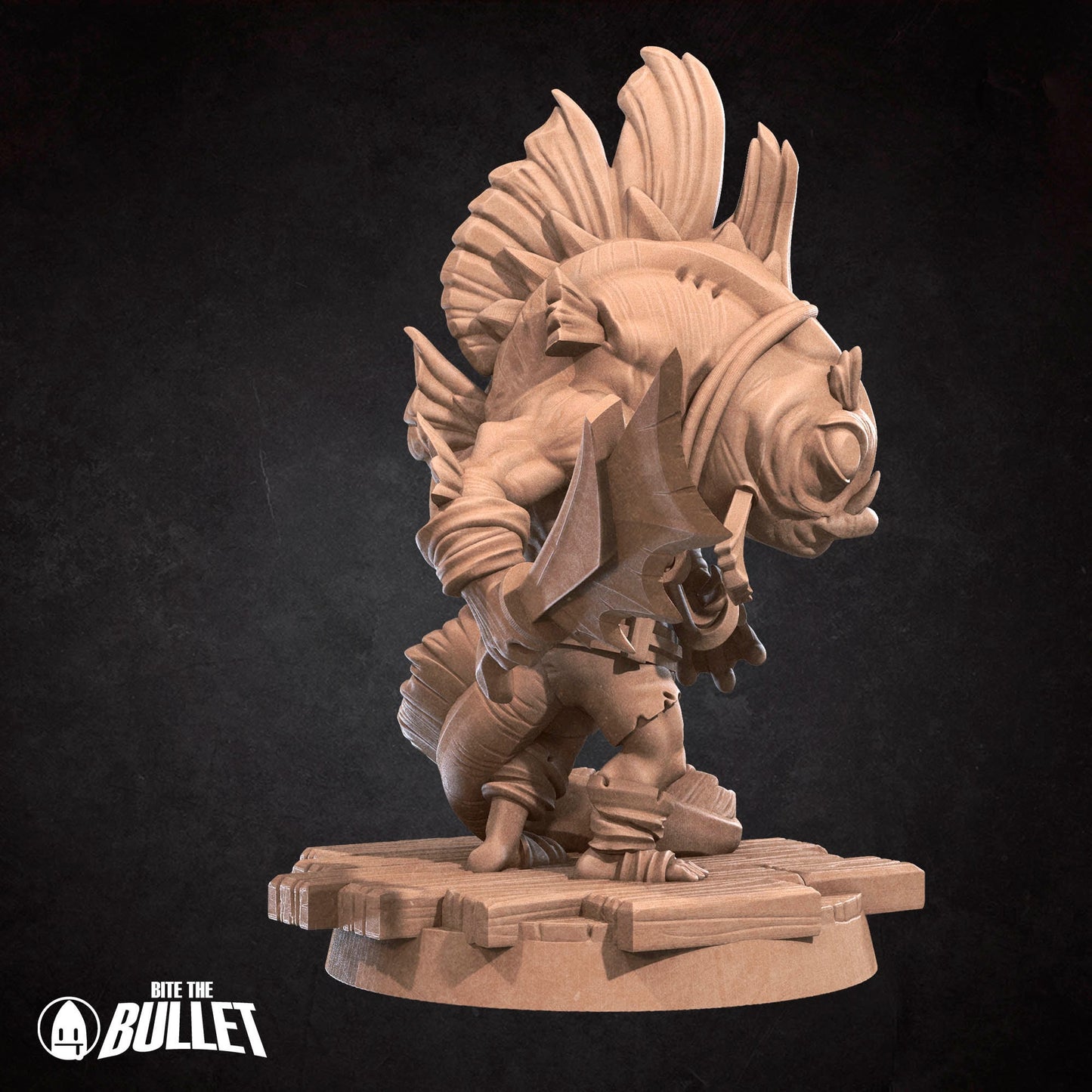 Locathah Swordsman | Bite The Bullet | Bullet Town Fishing Village | 35mm Scale Resin Printed Tabletop RPG Miniature Figures For DND 5E