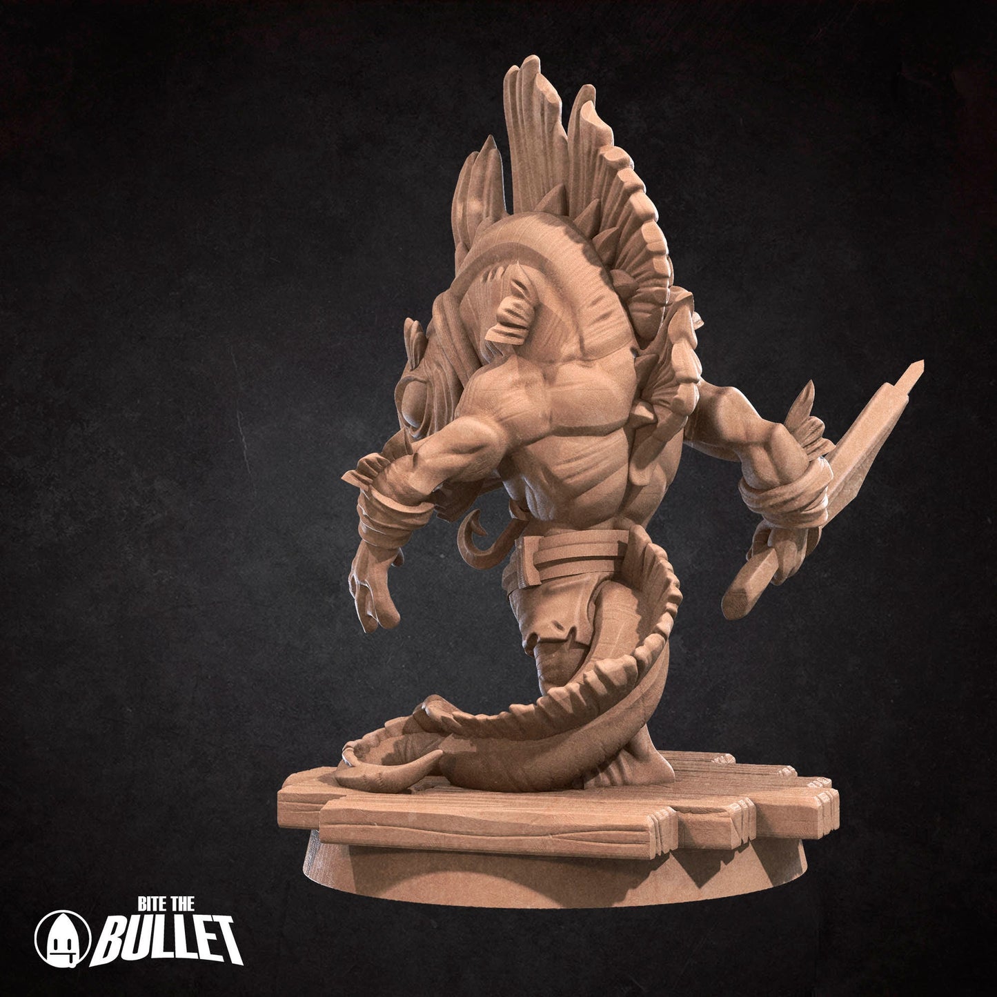 Locathah Swordsman | Bite The Bullet | Bullet Town Fishing Village | 35mm Scale Resin Printed Tabletop RPG Miniature Figures For DND 5E