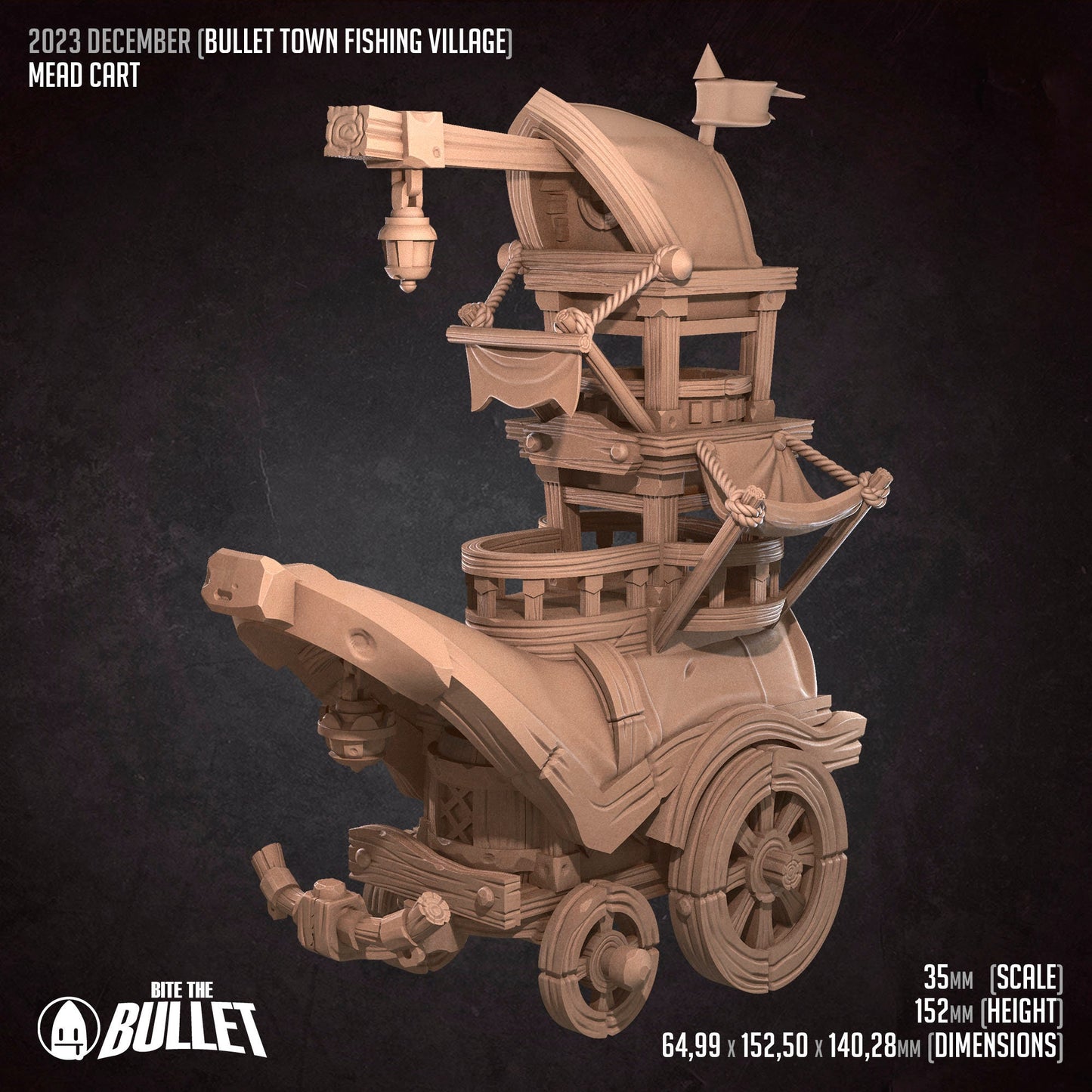 Mead Cart | Bite The Bullet | Bullet Town Fishing Village | 35mm Scale Resin Printed Tabletop RPG Miniature Figures For DND 5E