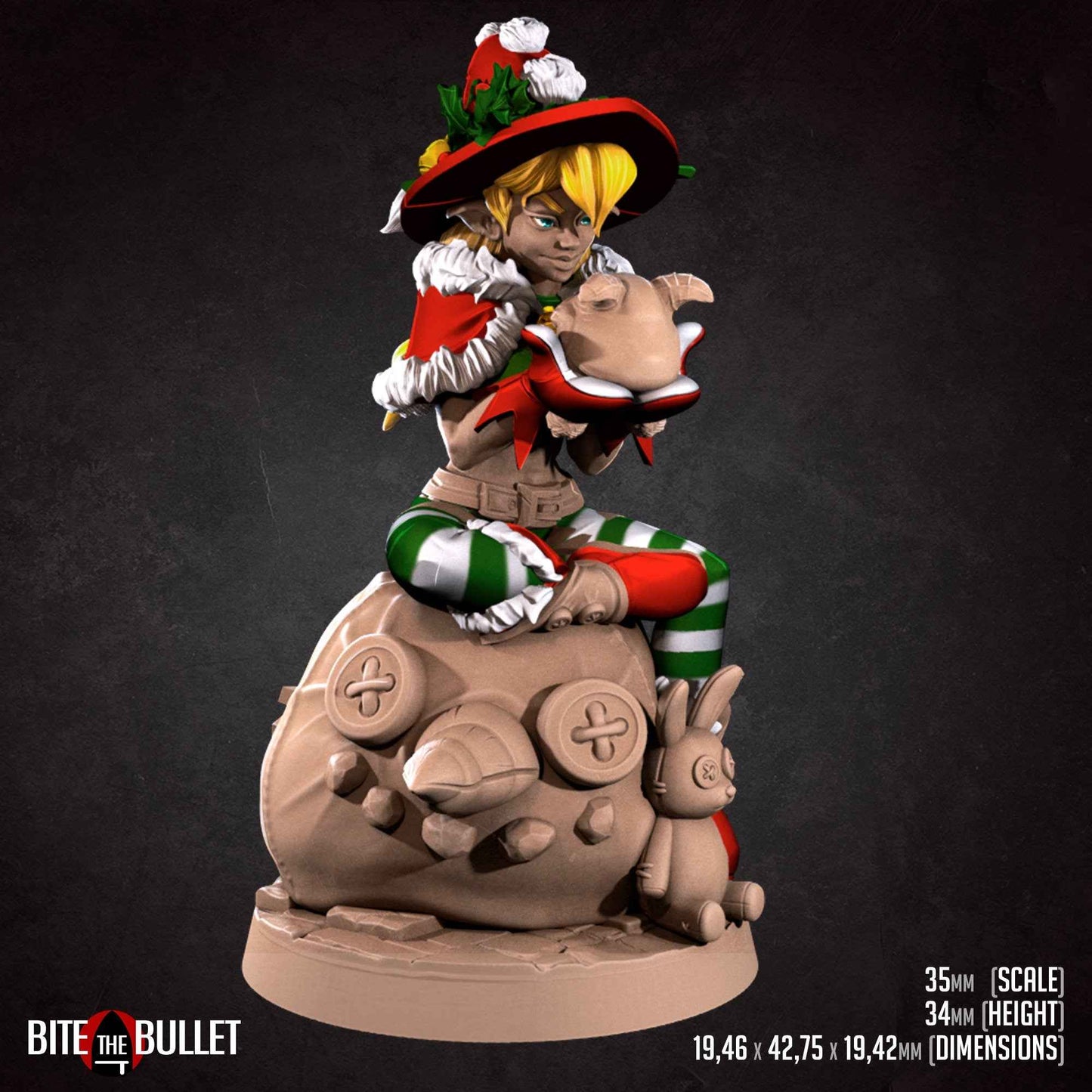 Jingle | NSFW Option | Bite The Bullet | Bullet Town Christmas | 35mm Scale Resin Printed Tabletop RPG Miniature Figures For DND 5E