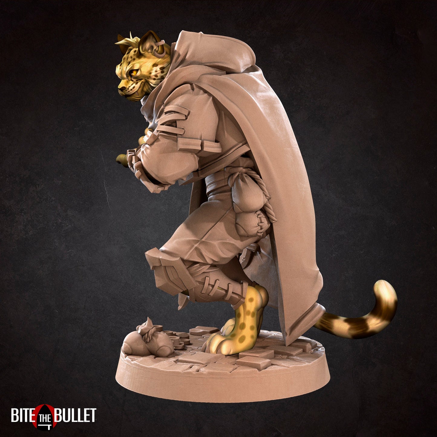 Christmas Smuggler Tabaxi | Bite The Bullet | Bullet Town Christmas | 35mm Scale Resin Printed Tabletop RPG Miniature Figures For DND 5E