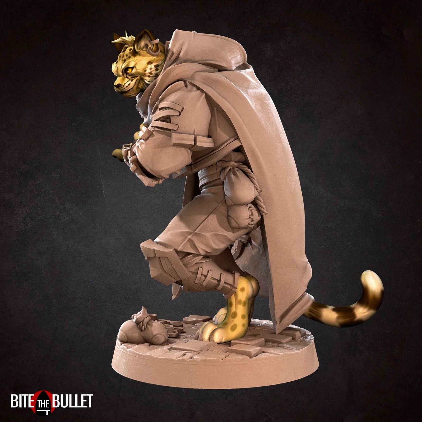 Christmas Smuggler Tabaxi | Bite The Bullet | Bullet Town Christmas | 35mm Scale Resin Printed Tabletop RPG Miniature Figures For DND 5E