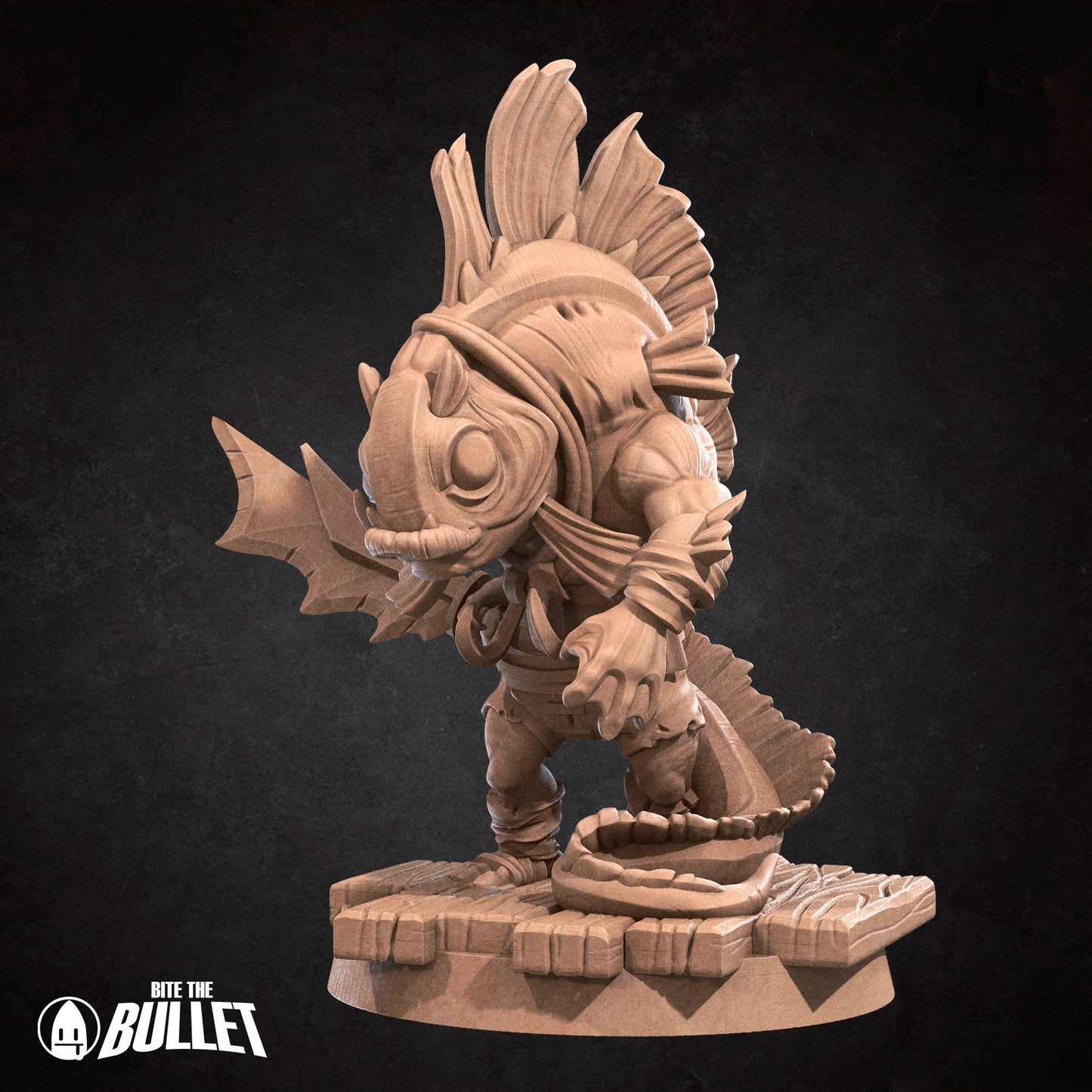 Locathah Swordsman | Bite The Bullet | Bullet Town Fishing Village | 35mm Scale Resin Printed Tabletop RPG Miniature Figures For DND 5E
