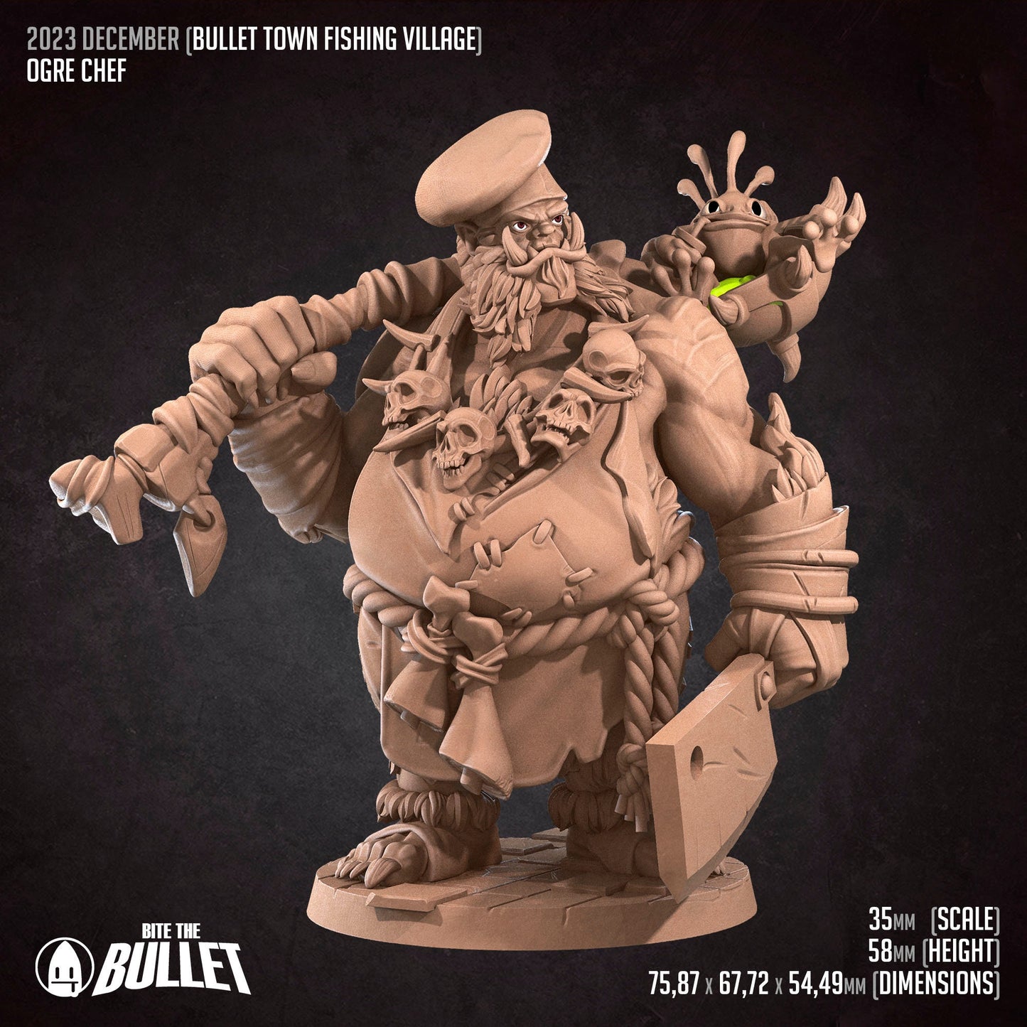 Ogre Chef | Bite The Bullet | Bullet Town Fishing Village | 35mm Scale Resin Printed Tabletop RPG Miniature Figures For DND 5E