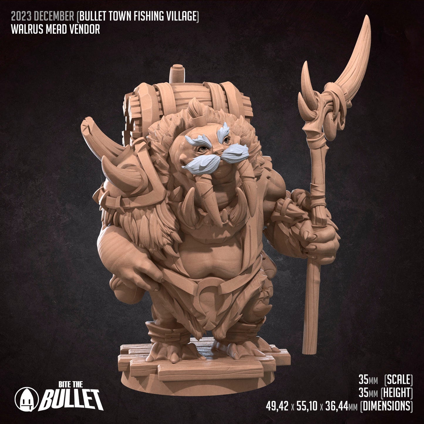 Walrus Mead Vendor | Bite The Bullet | Bullet Town Fishing Village | 35mm Scale Resin Printed Tabletop RPG Miniature Figures For DND 5E