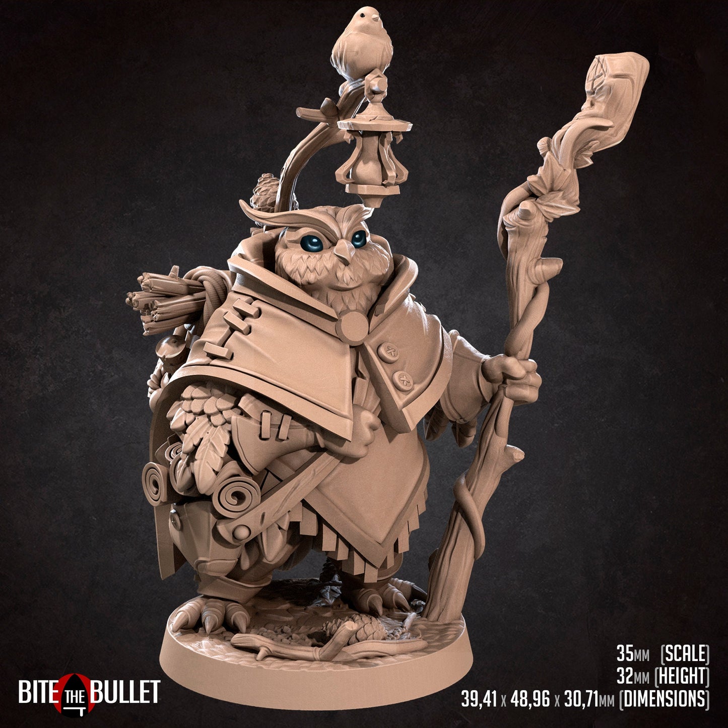 Forest Keeper Owlfolk | Bite The Bullet | Bullet Town Christmas | 35mm Scale Resin Printed Tabletop RPG Miniature Figures For DND 5E