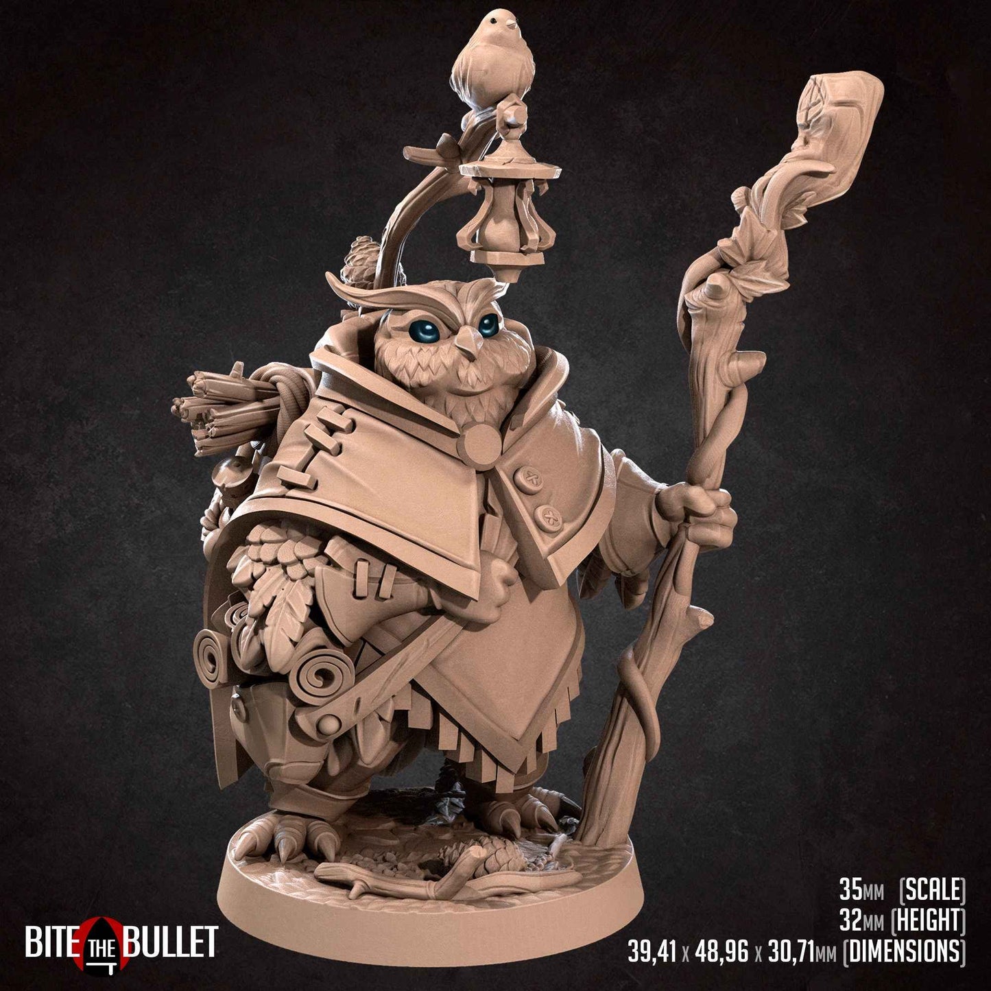Forest Keeper Owlfolk | Bite The Bullet | Bullet Town Christmas | 35mm Scale Resin Printed Tabletop RPG Miniature Figures For DND 5E