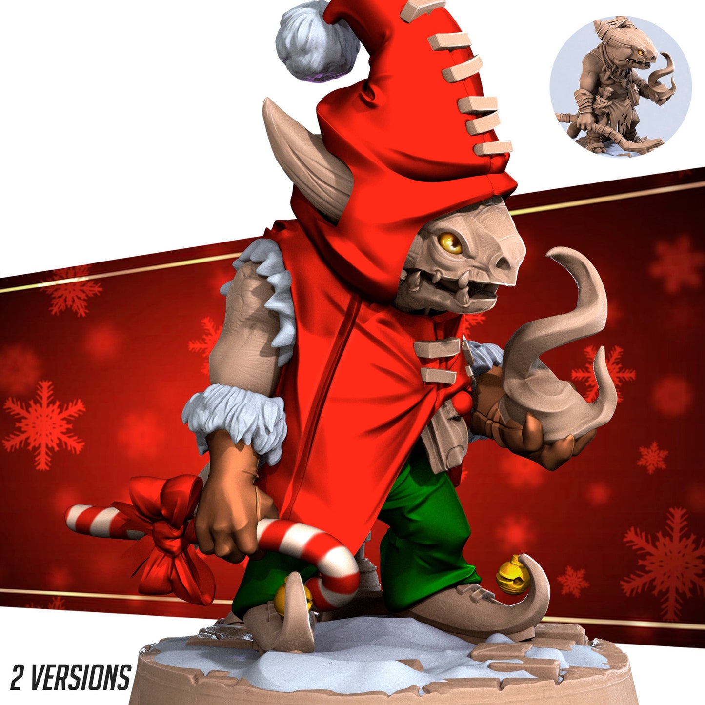 Christmas Kobold Set | Bite The Bullet | Bullet Town Christmas | 35mm Scale Resin Printed Tabletop RPG Miniature Figures For DND 5E