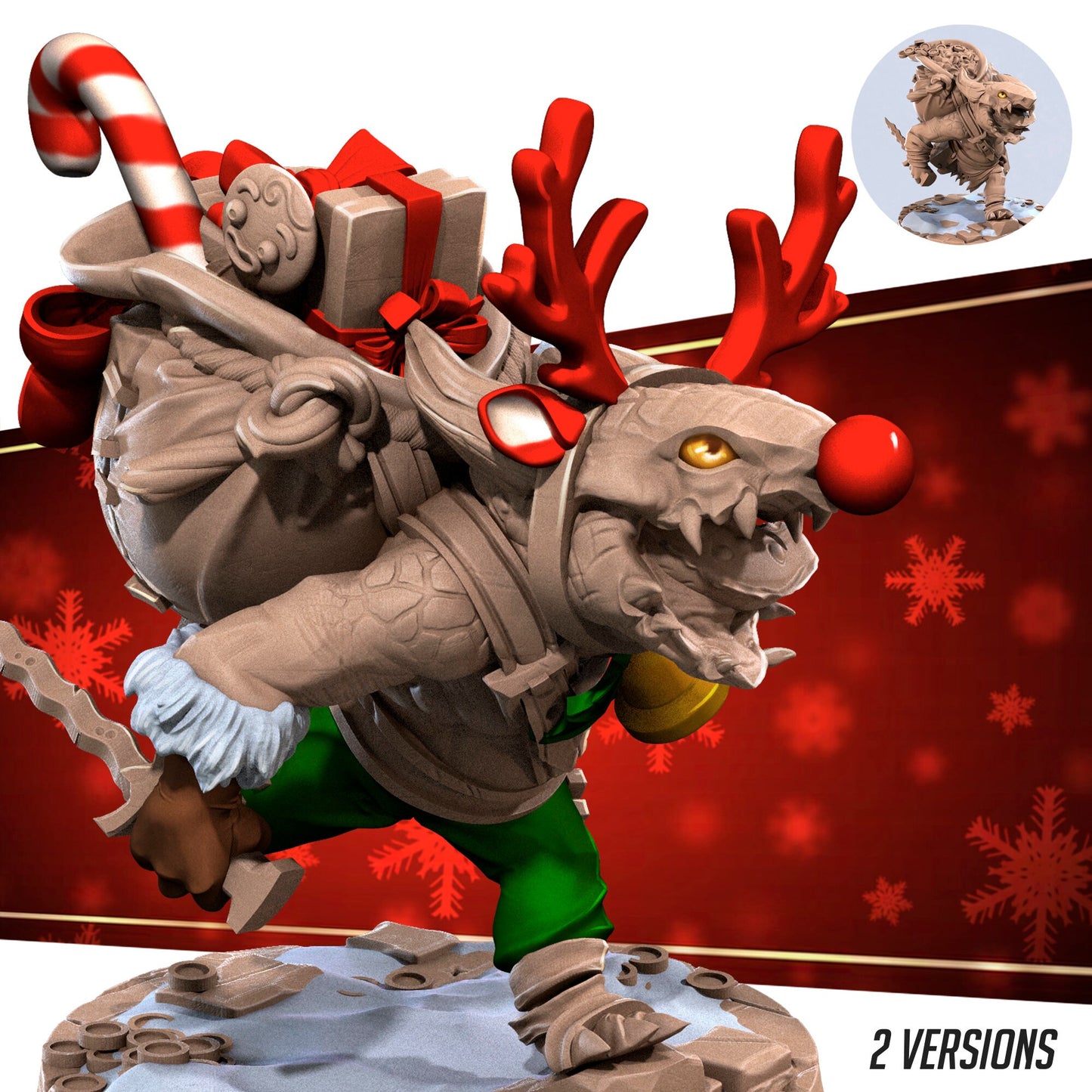 Christmas Kobold Set | Bite The Bullet | Bullet Town Christmas | 35mm Scale Resin Printed Tabletop RPG Miniature Figures For DND 5E