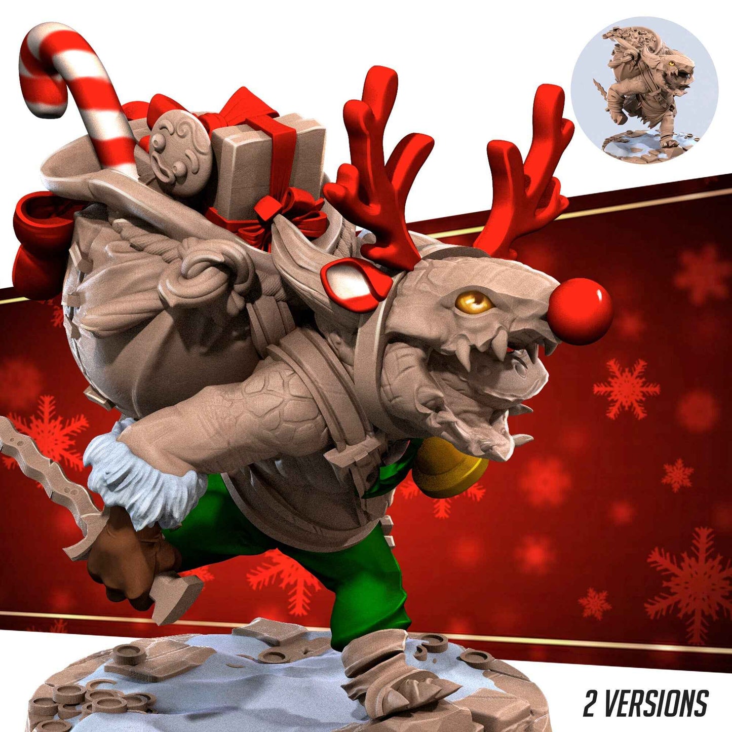 Christmas Kobold Set | Bite The Bullet | Bullet Town Christmas | 35mm Scale Resin Printed Tabletop RPG Miniature Figures For DND 5E