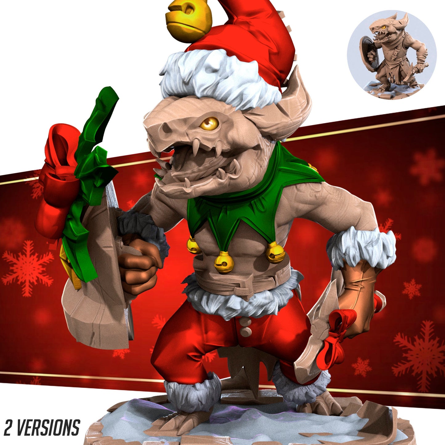 Christmas Kobold Set | Bite The Bullet | Bullet Town Christmas | 35mm Scale Resin Printed Tabletop RPG Miniature Figures For DND 5E