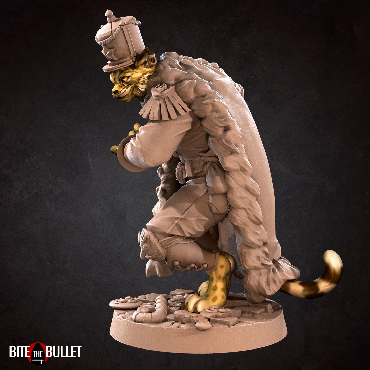 Christmas Smuggler Tabaxi | Bite The Bullet | Bullet Town Christmas | 35mm Scale Resin Printed Tabletop RPG Miniature Figures For DND 5E