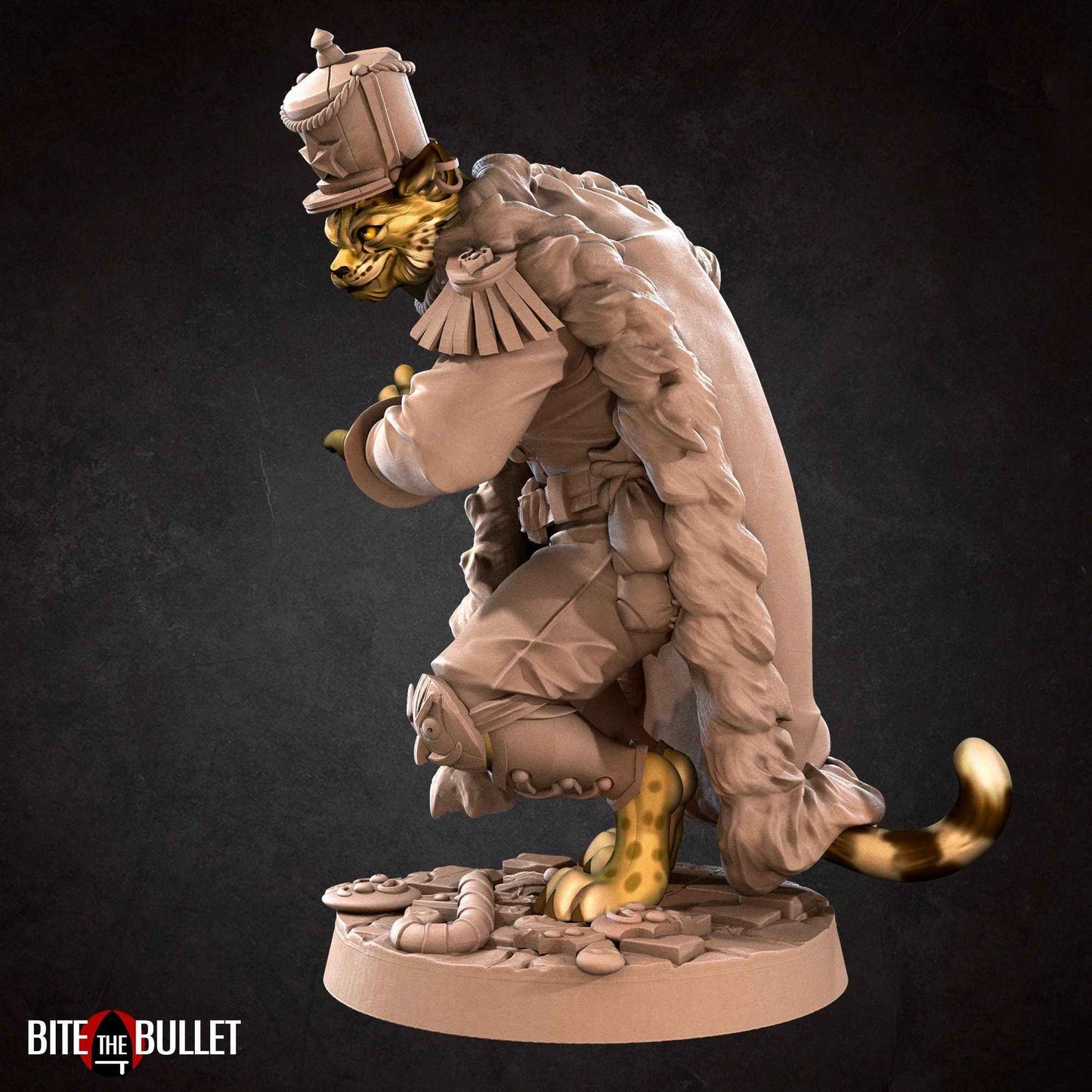 Christmas Smuggler Tabaxi | Bite The Bullet | Bullet Town Christmas | 35mm Scale Resin Printed Tabletop RPG Miniature Figures For DND 5E