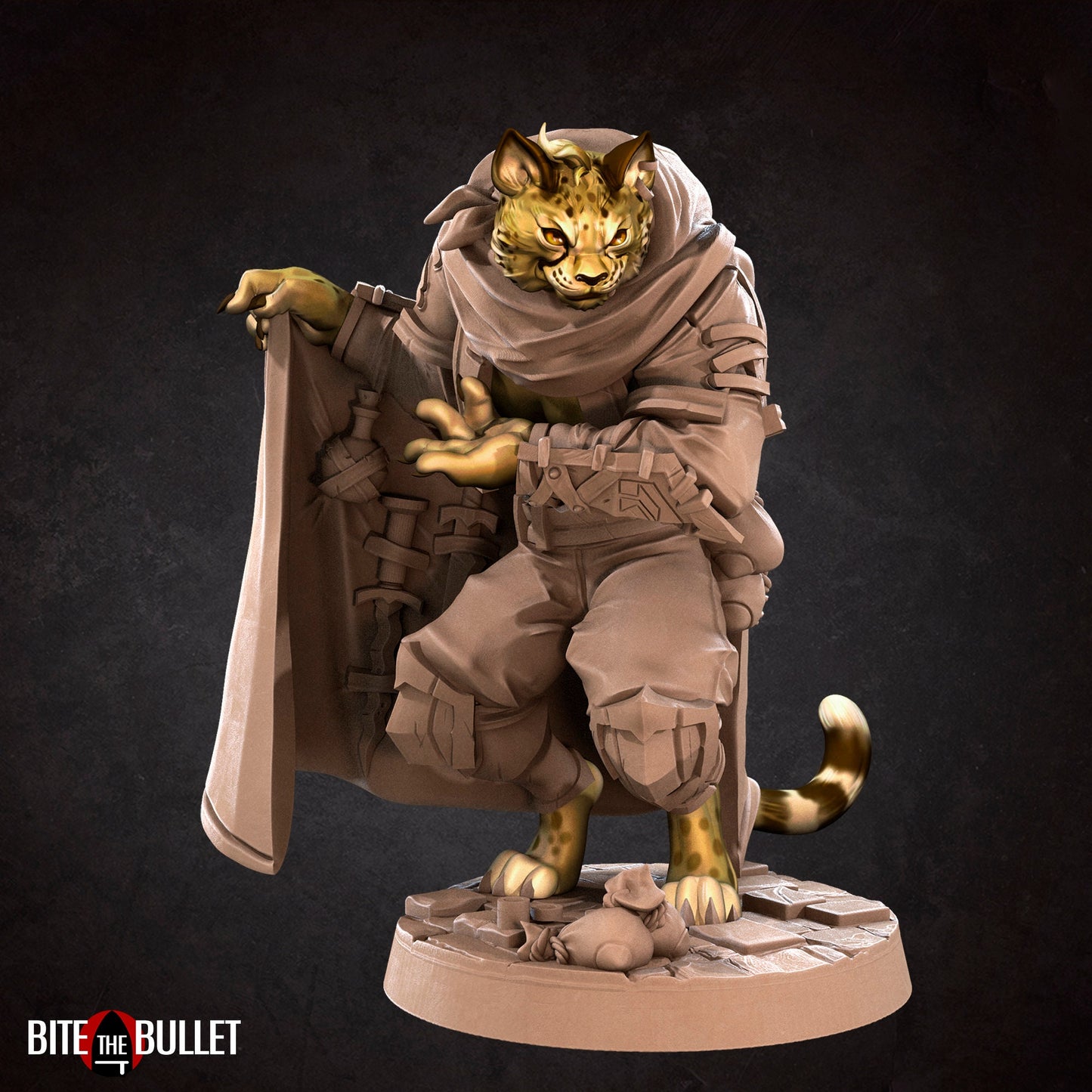 Christmas Smuggler Tabaxi | Bite The Bullet | Bullet Town Christmas | 35mm Scale Resin Printed Tabletop RPG Miniature Figures For DND 5E