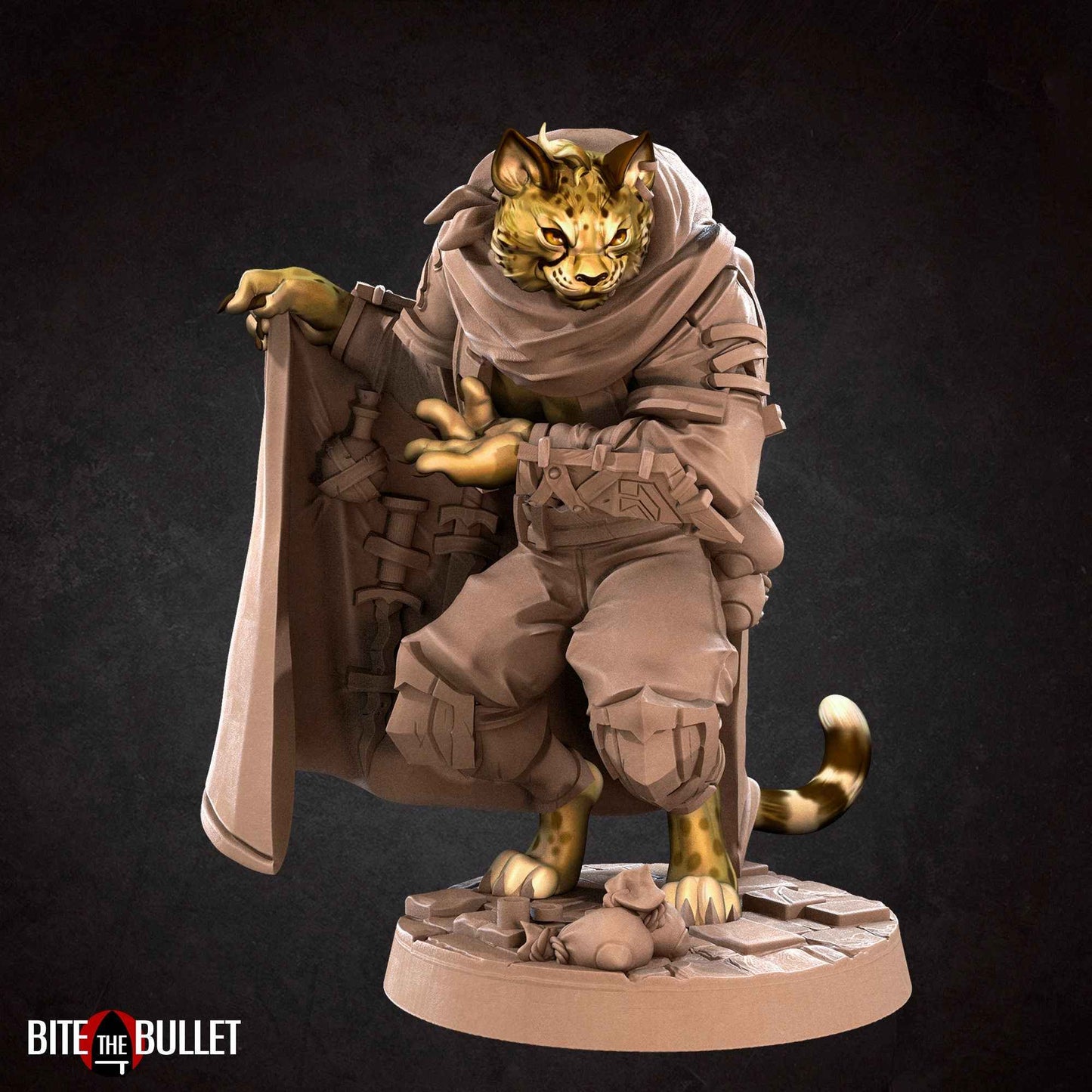 Christmas Smuggler Tabaxi | Bite The Bullet | Bullet Town Christmas | 35mm Scale Resin Printed Tabletop RPG Miniature Figures For DND 5E