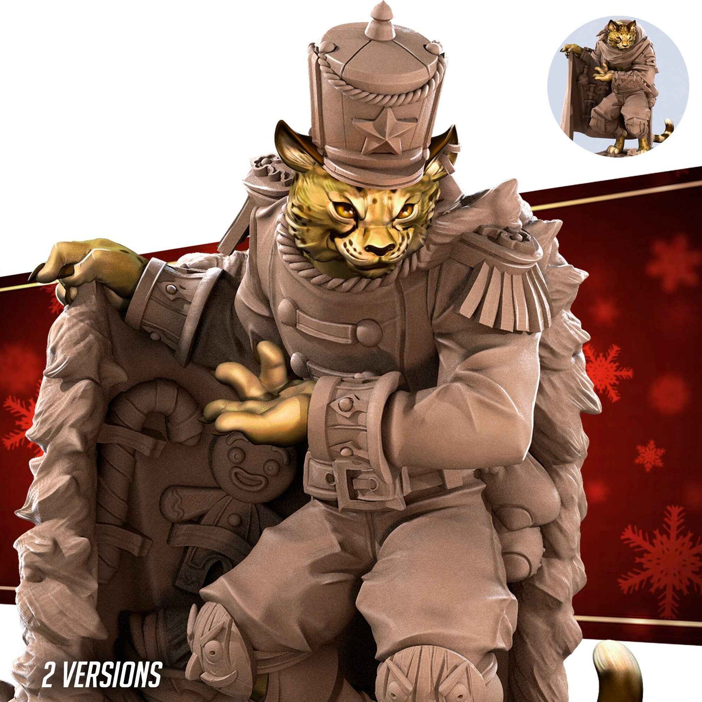 Christmas Smuggler Tabaxi | Bite The Bullet | Bullet Town Christmas | 35mm Scale Resin Printed Tabletop RPG Miniature Figures For DND 5E