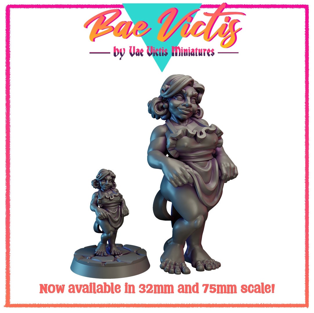 Halfling Maid | Bae Victis | Vae Victis Miniatures | 32mm and 75mm Scale Resin Printed Tabletop RPG Figures for Tabletop RPG's or Wargaming