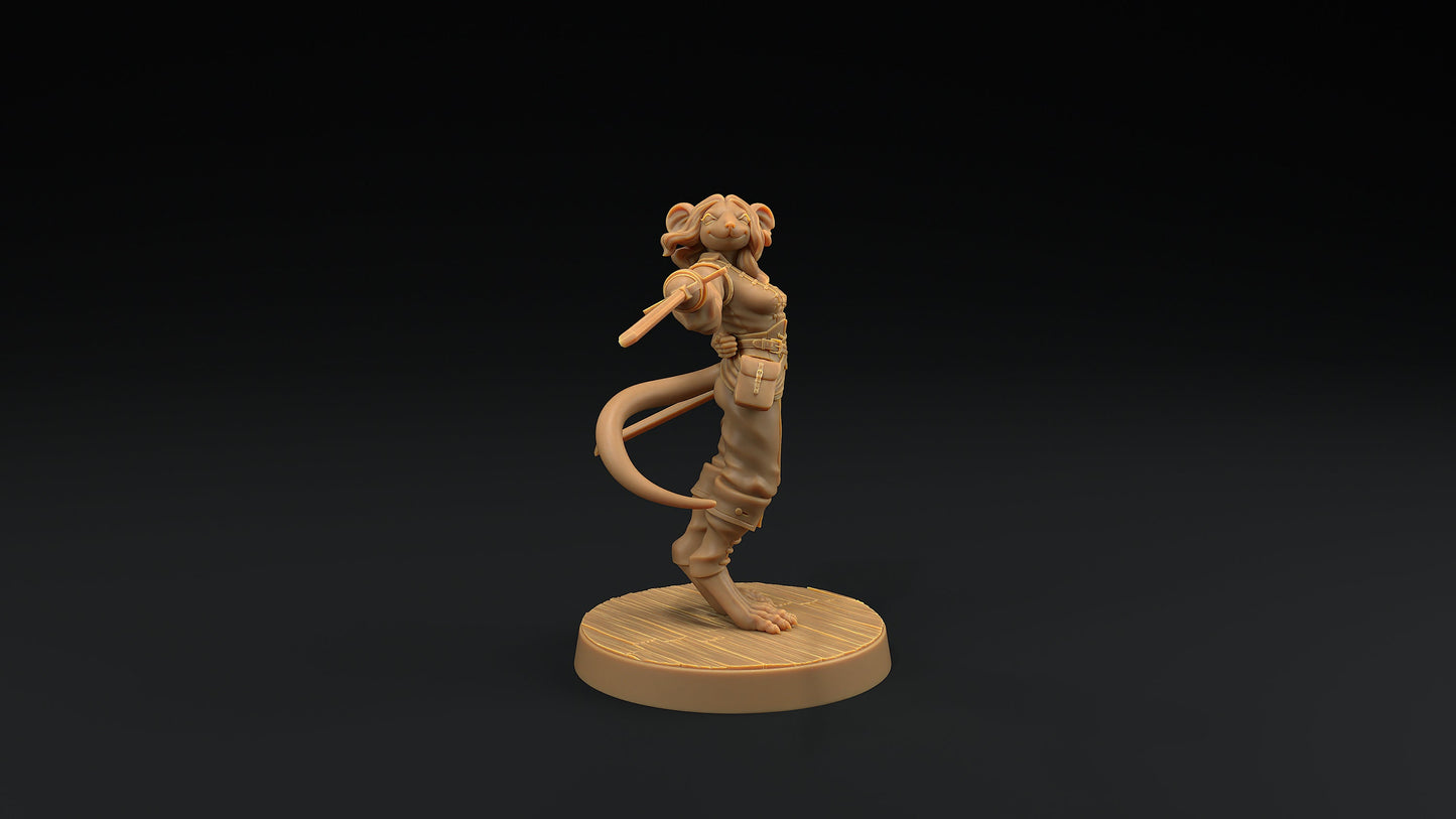Millie, The Ratfolk Fencer | Dragon Trappers Lodge | Hunt for The Last Sea Angel | 32mm Scale Resin Printed Tabletop RPG Figure For DND