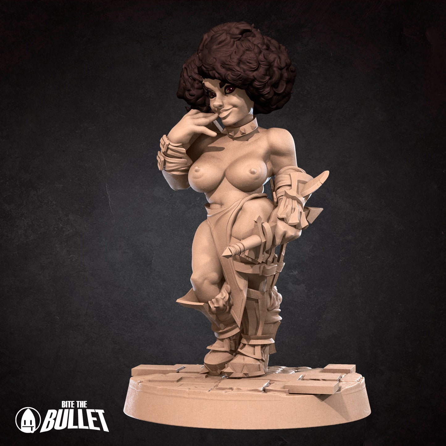 Topless dwarven woman acting seductive