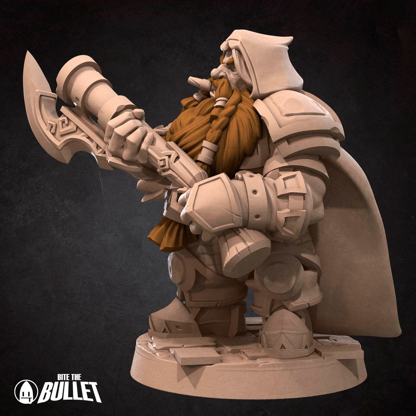 Dwarf rifleman holding an gun with an axe bayonet