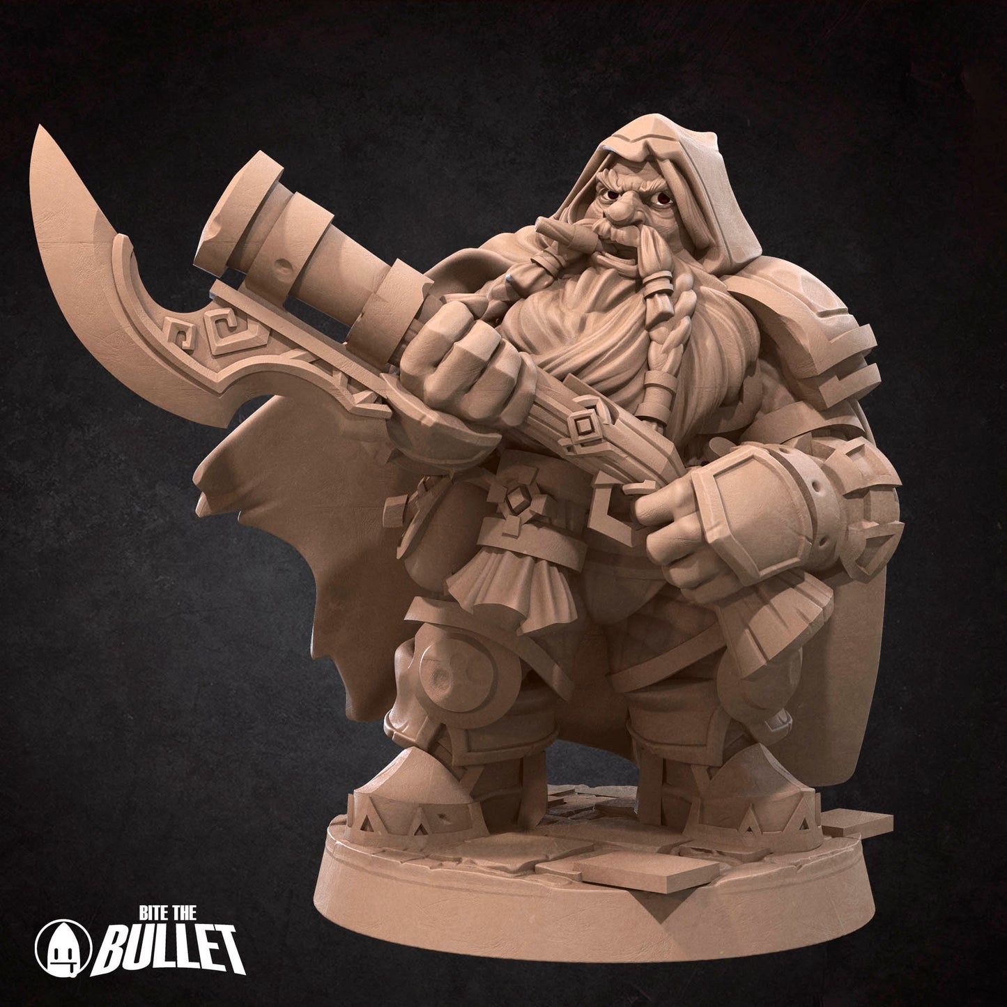 Dwarf rifleman holding an gun with an axe bayonet