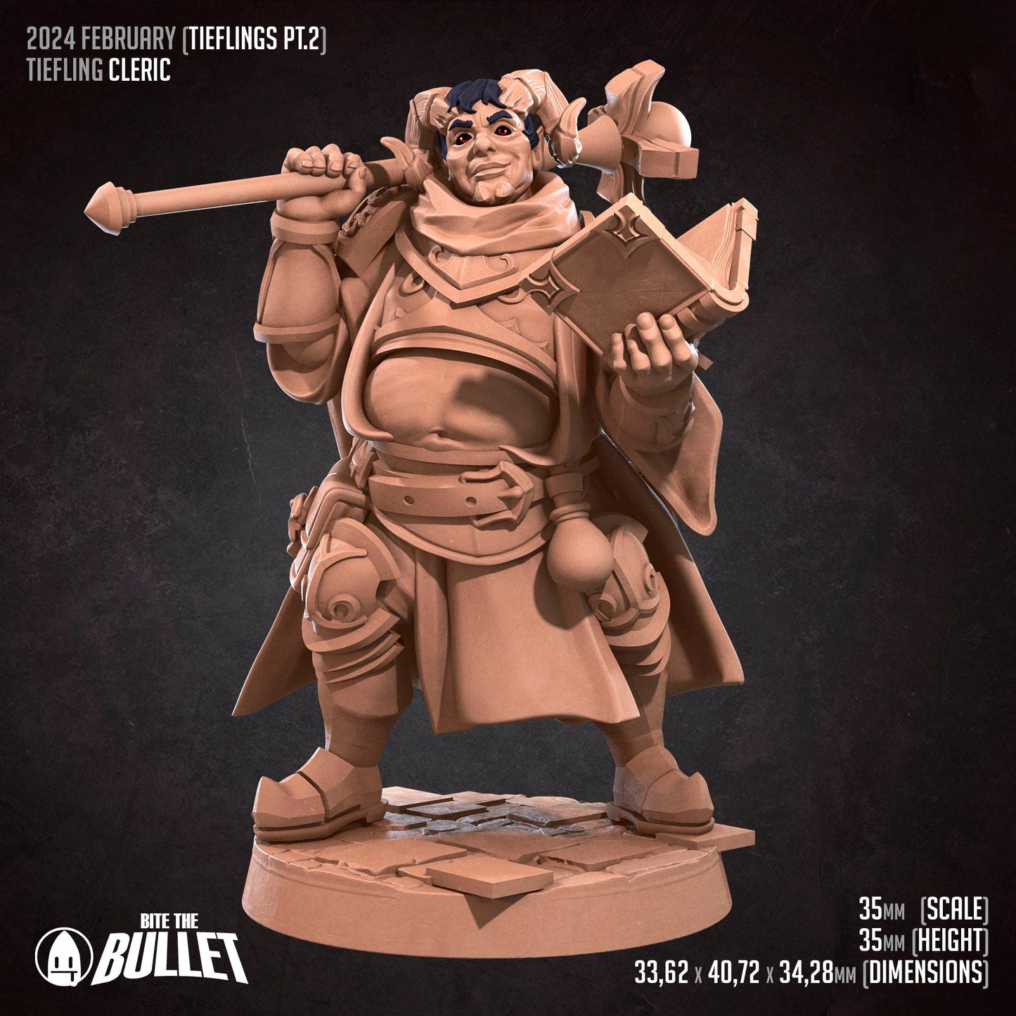 Tiefling Cleric | Bite The Bullet | 35mm Scale | Resin Printed Tabletop RPG Miniature Figures | DND | 5E