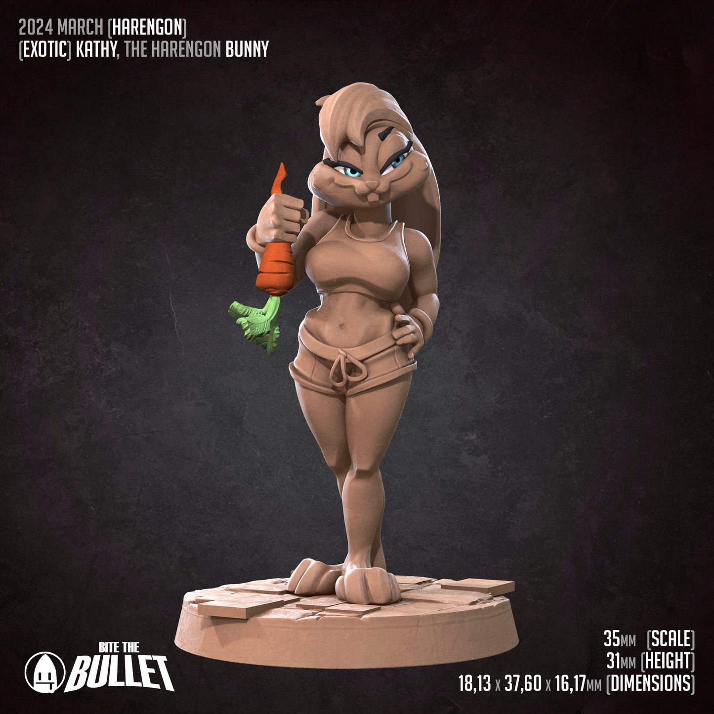 Harengon Kathy Bunny | NSFW Version | Bite The Bullet | 35mm Scale | Resin Printed Tabletop RPG Miniature Figures | DND | 5E