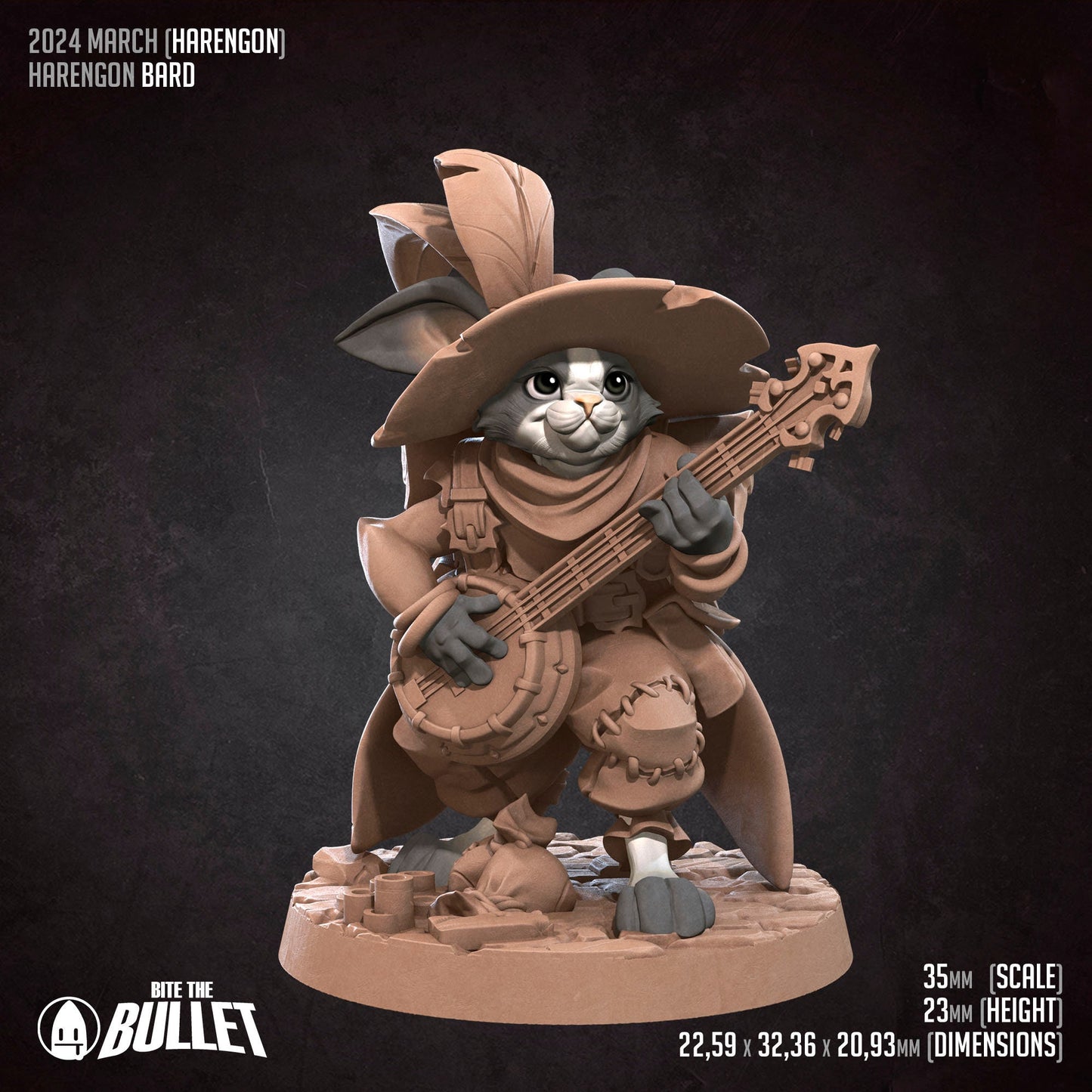 Harengon Bard | Bite The Bullet | 35mm Scale | Resin Printed Tabletop RPG Miniature Figures | DND | 5E