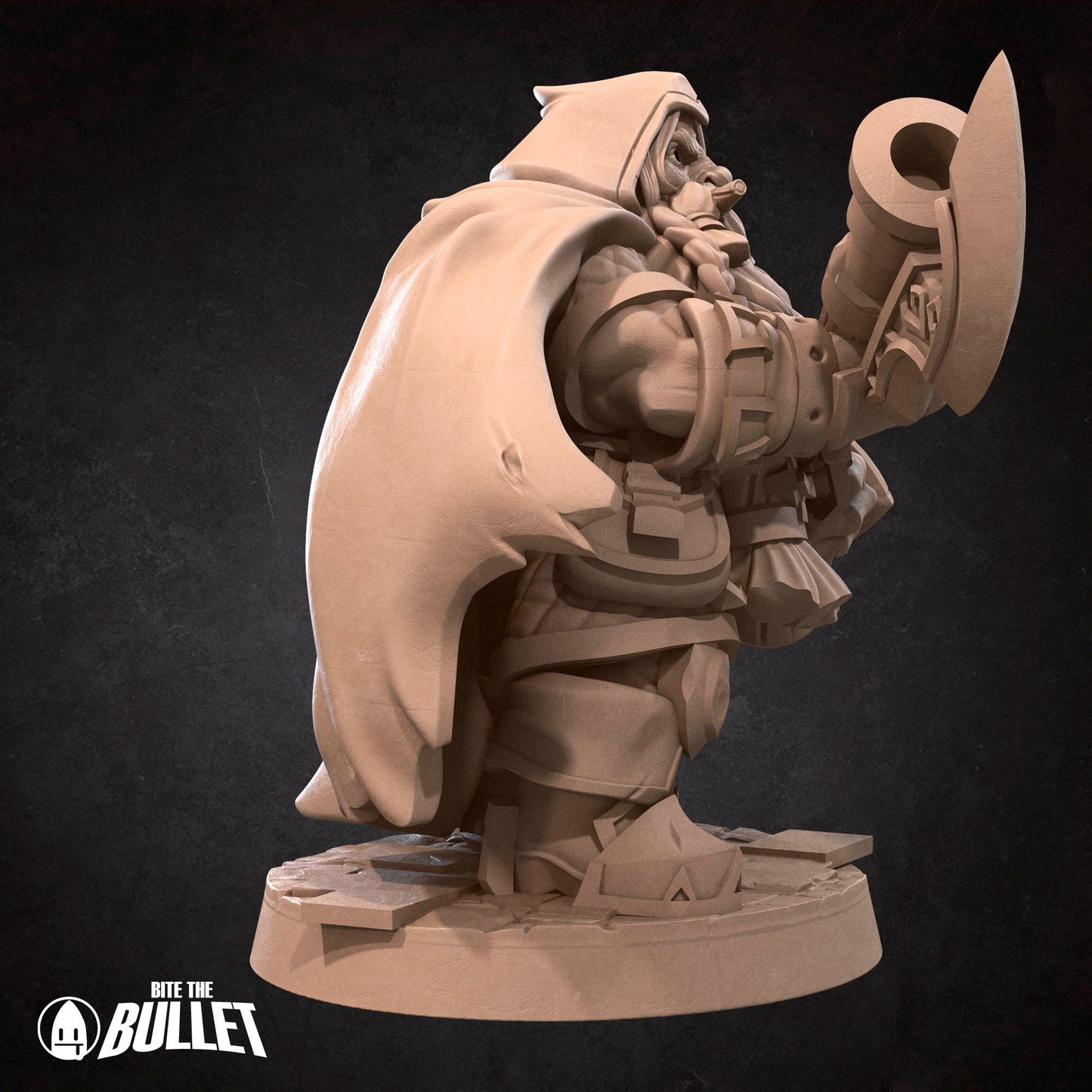 Dwarf rifleman holding an gun with an axe bayonet