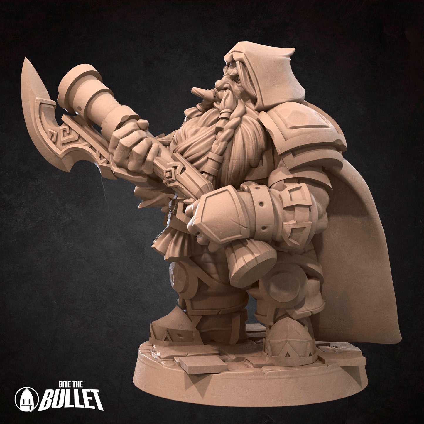 Dwarf rifleman holding an gun with an axe bayonet