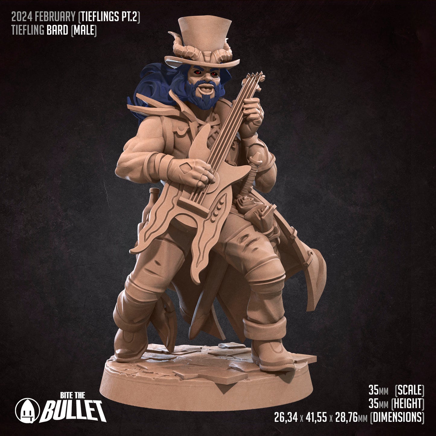 Tiefling Bard | Bite The Bullet | 35mm Scale | Resin Printed Tabletop RPG Miniature Figures | DND | 5E