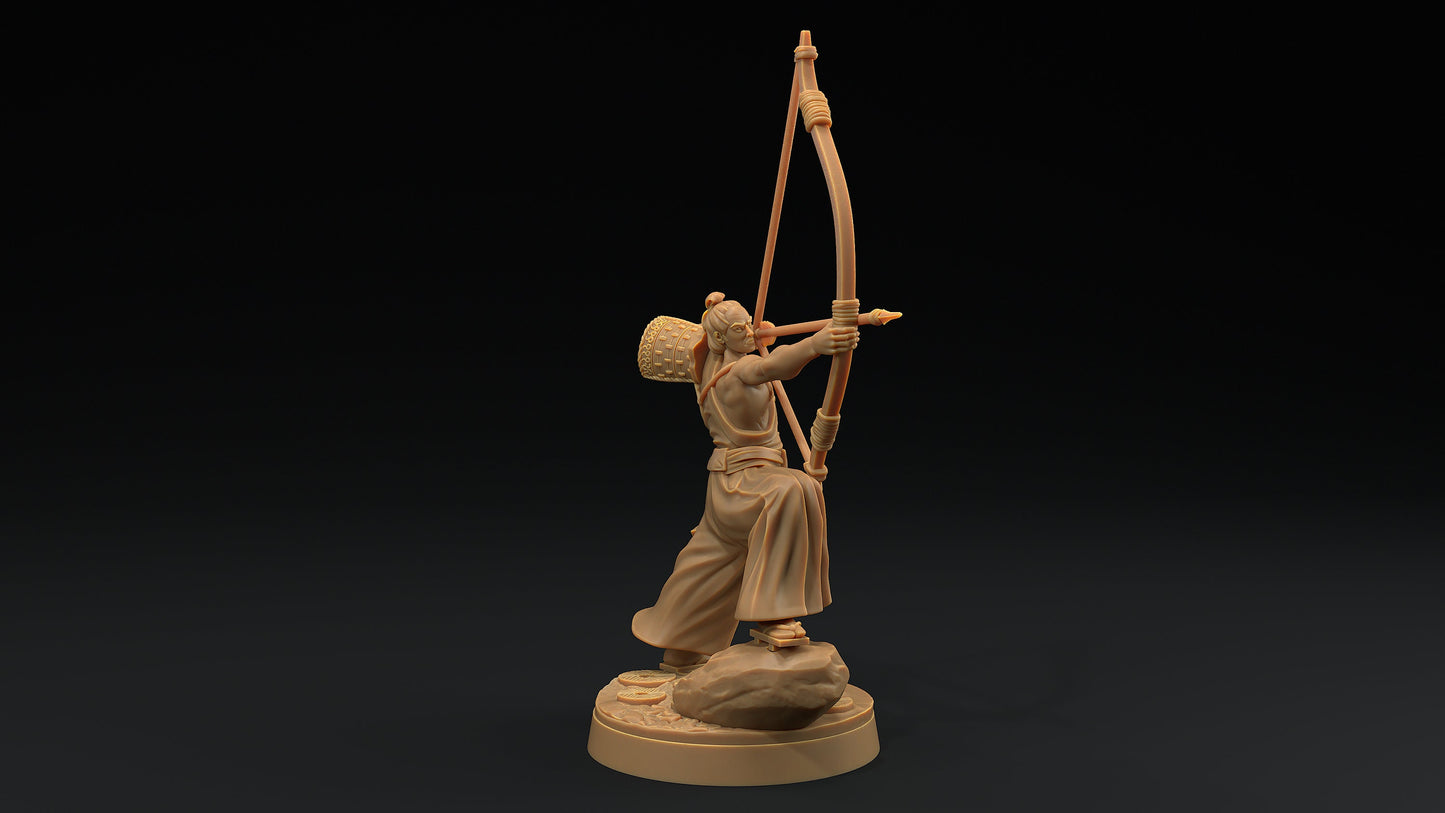 Archers Set | Dragon Trappers Lodge | Chosen Of The Kami | 32mm Scale Resin Printed Tabletop RPG Figure For DND