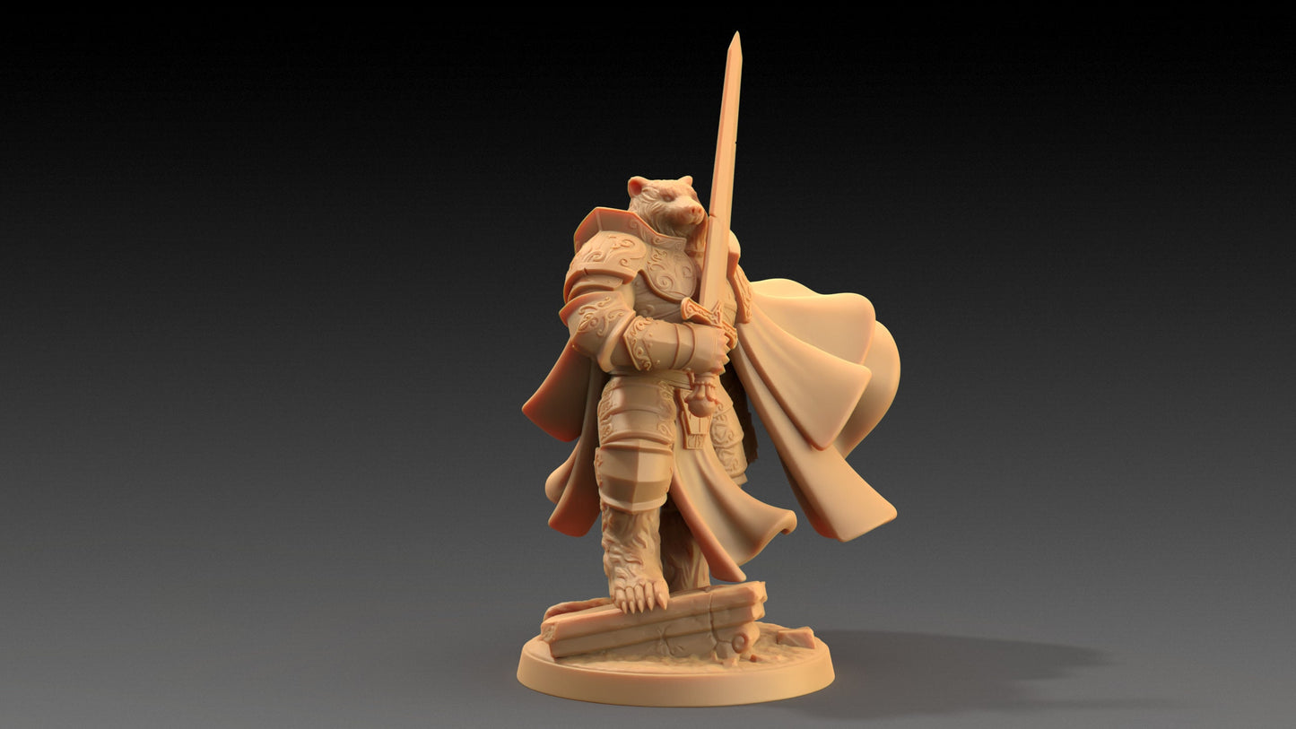 Lord Samson, Badger Knight | Dragon Trappers Lodge | The Critterfolk of Bluewoods Barrows | 32mm Scale Resin Printed TTRPG Figure For DND