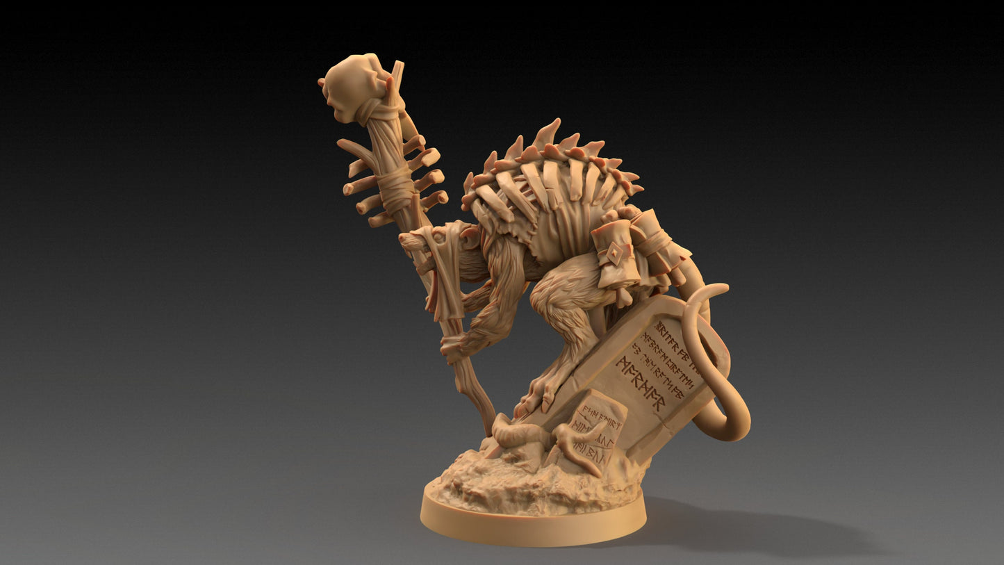 Skitterax, The Necromancer | Dragon Trappers Lodge | The Critterfolk of Bluewoods Barrows | 32mm Scale Resin Printed TTRPG Figure For DND