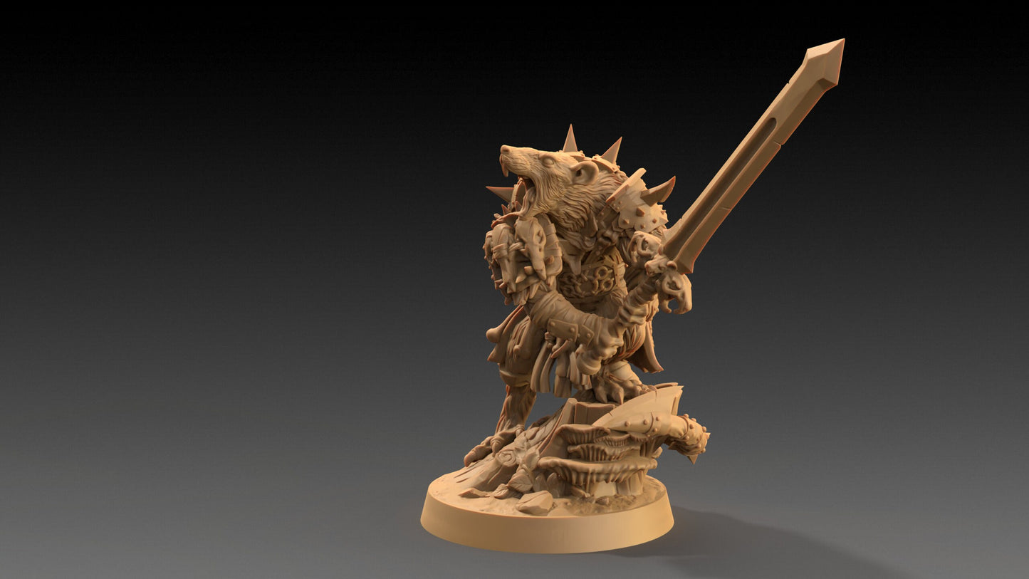 Skarn, The Rat Lord | Dragon Trappers Lodge | The Critterfolk of Bluewoods Barrows | 32mm Scale Resin Printed TTRPG Figure For DND